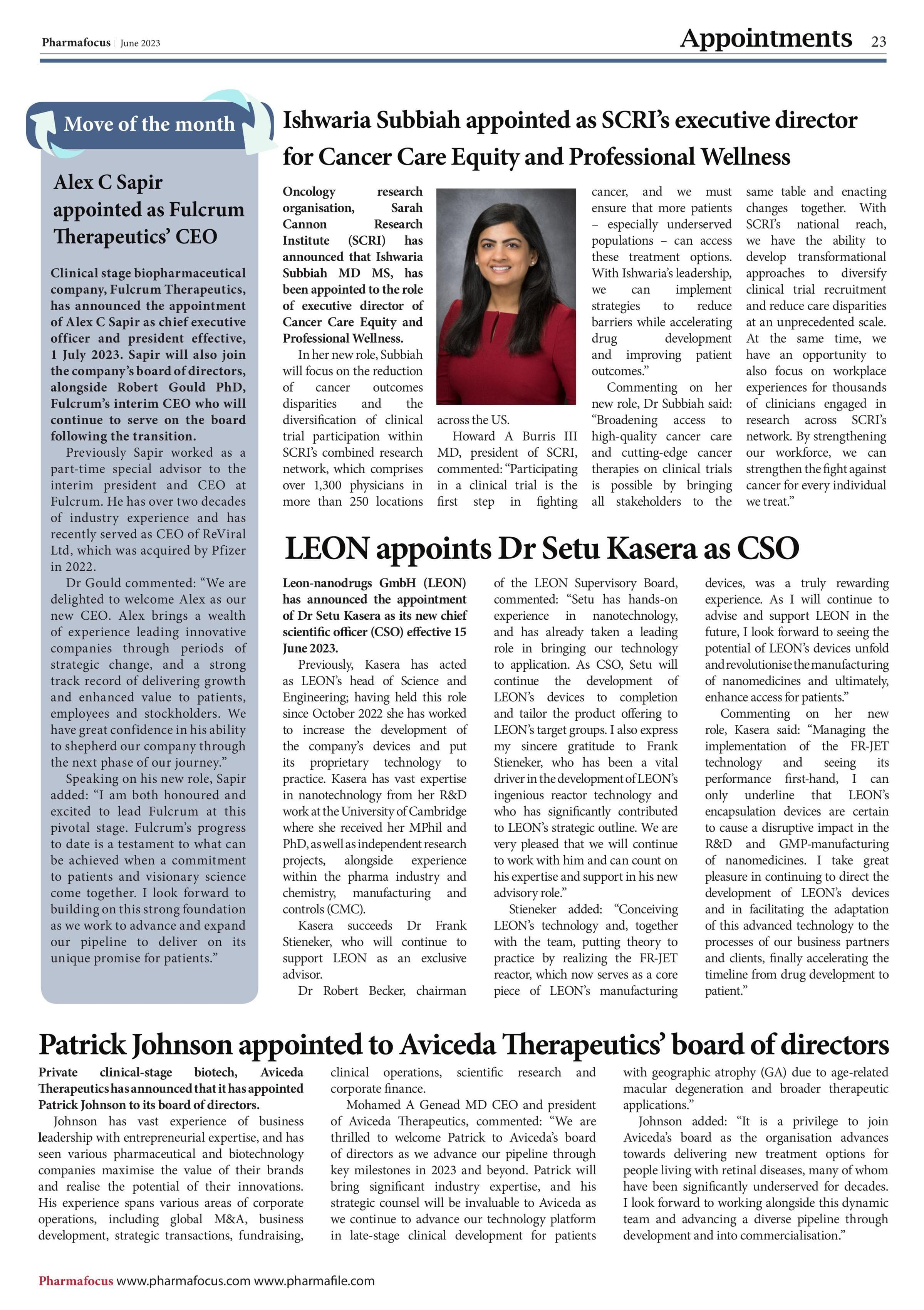 LEON appoints Dr Setu Kasera as CSO