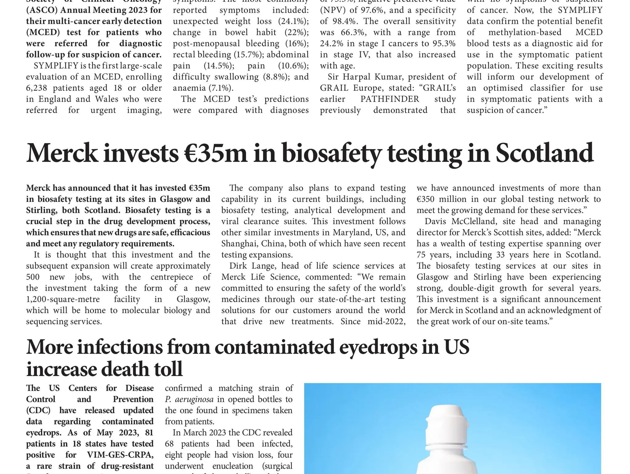 Merck invests €35m in biosafety testing in Scotland