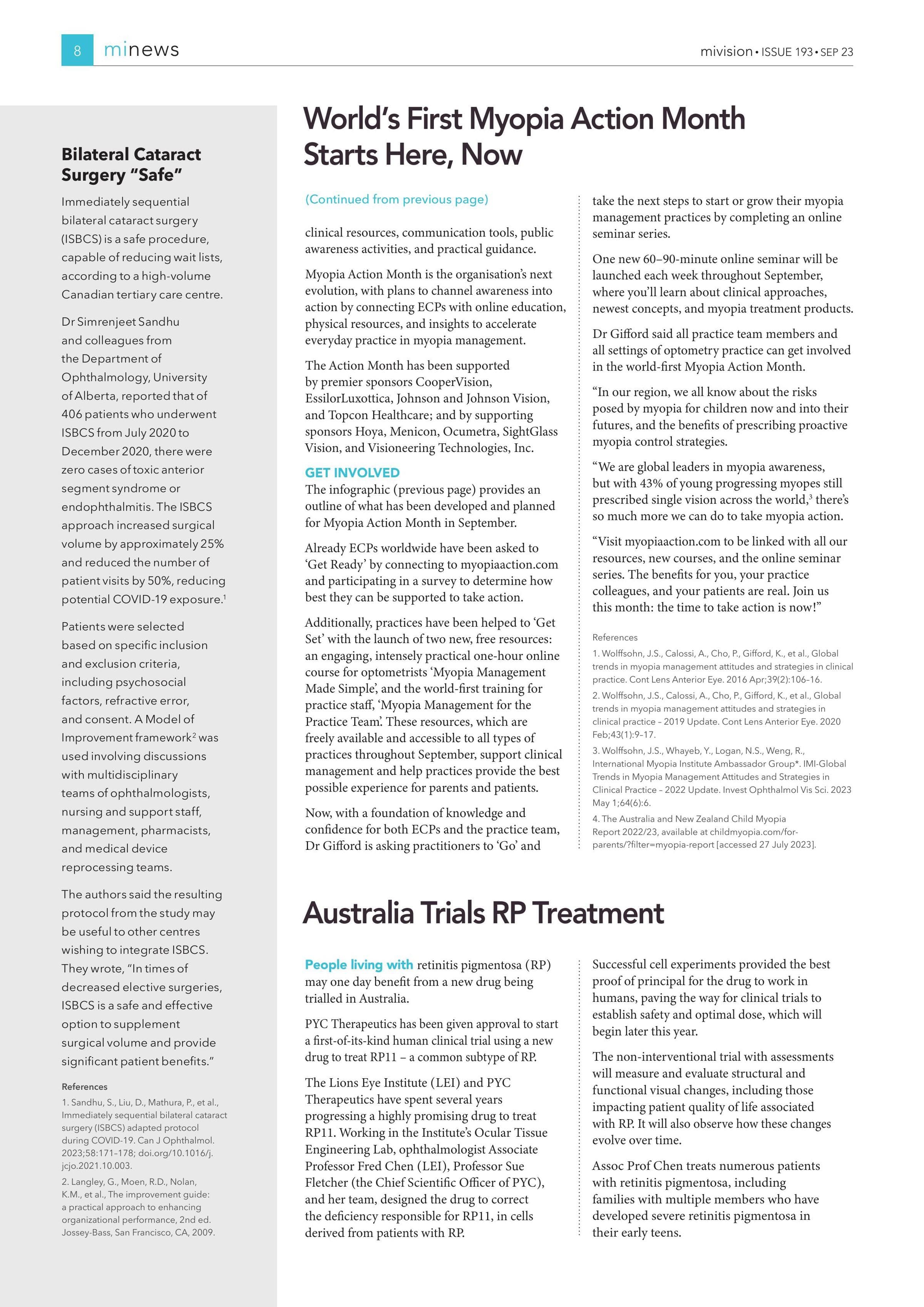 Bilateral Cataract Surgery “Safe”