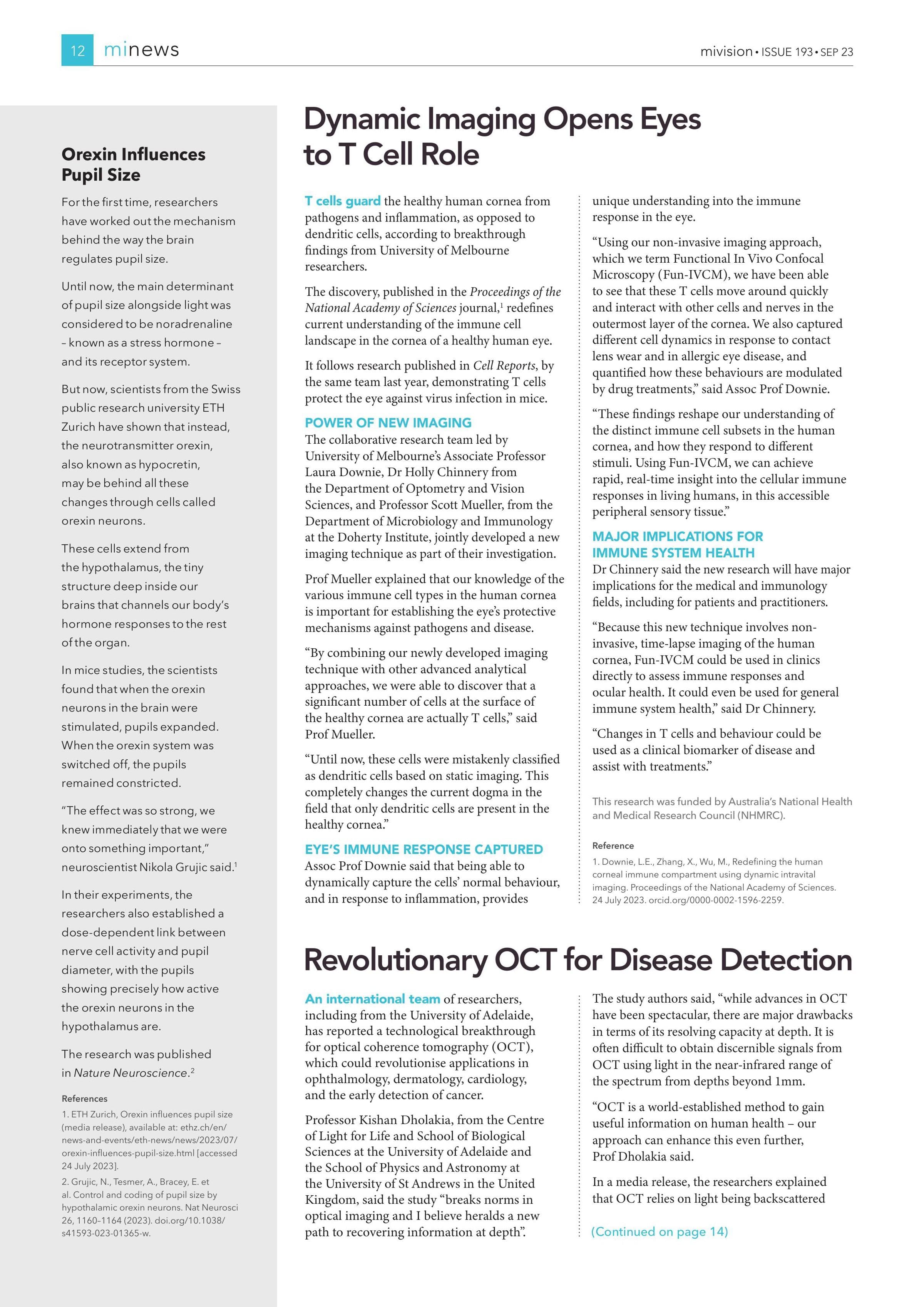 Orexin Influences Pupil Size