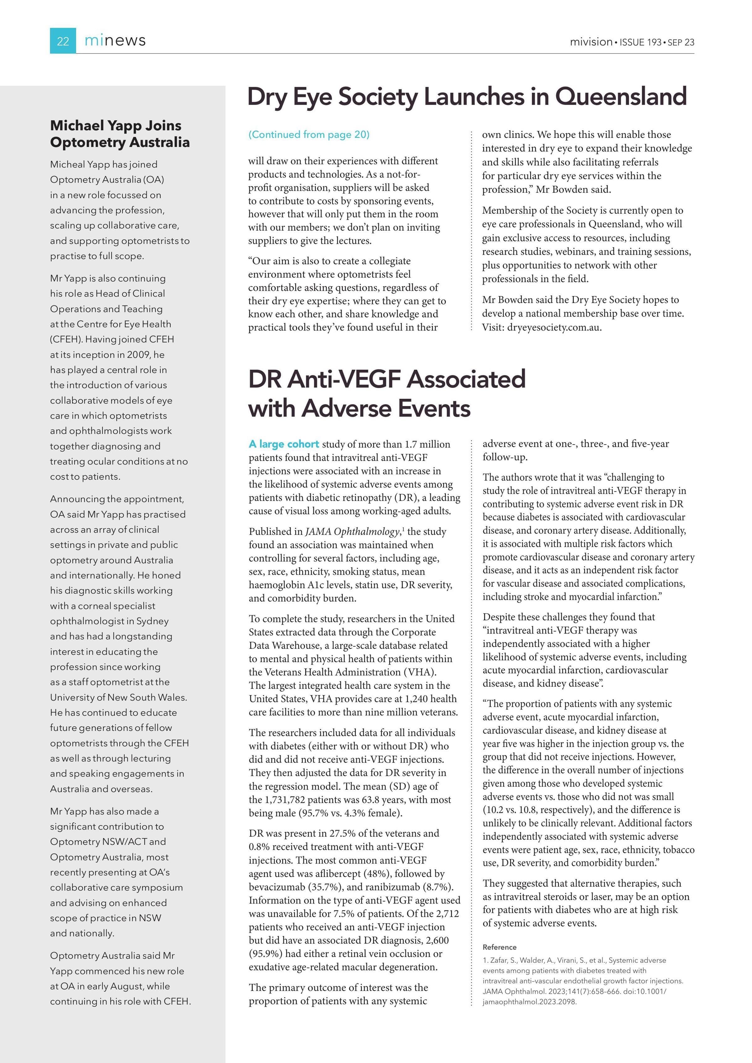 Michael Yapp Joins Optometry Australia