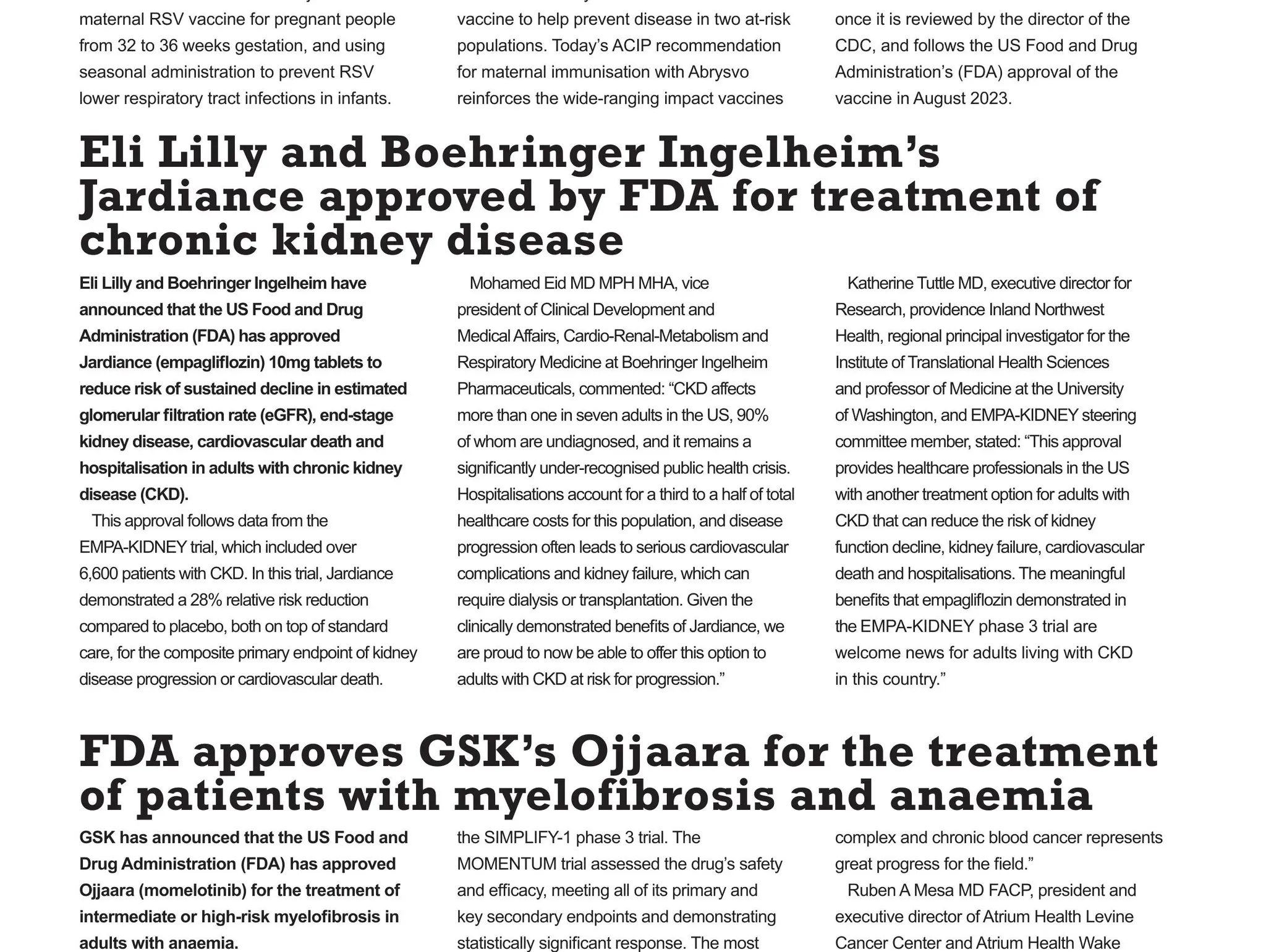 Eli Lilly & Boehringer Ingelheim’s Jardiance approved by FDA for treatment of chronic kidney disease