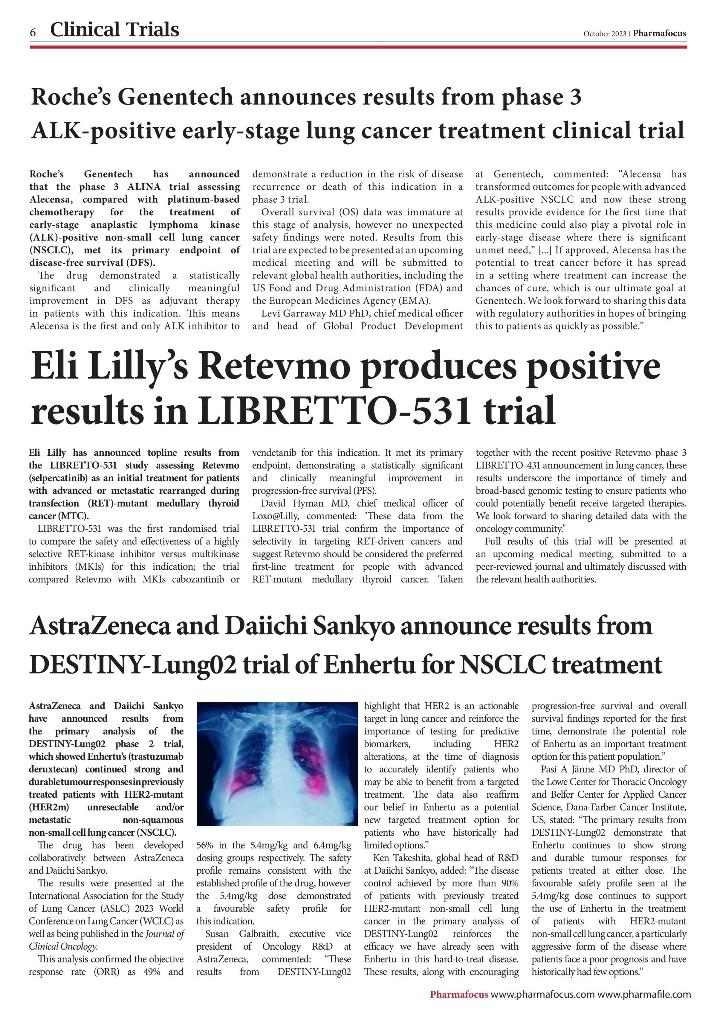 Roche’s Genentech announces results from phase 3 ALK-positive early-stage lung cancer trial