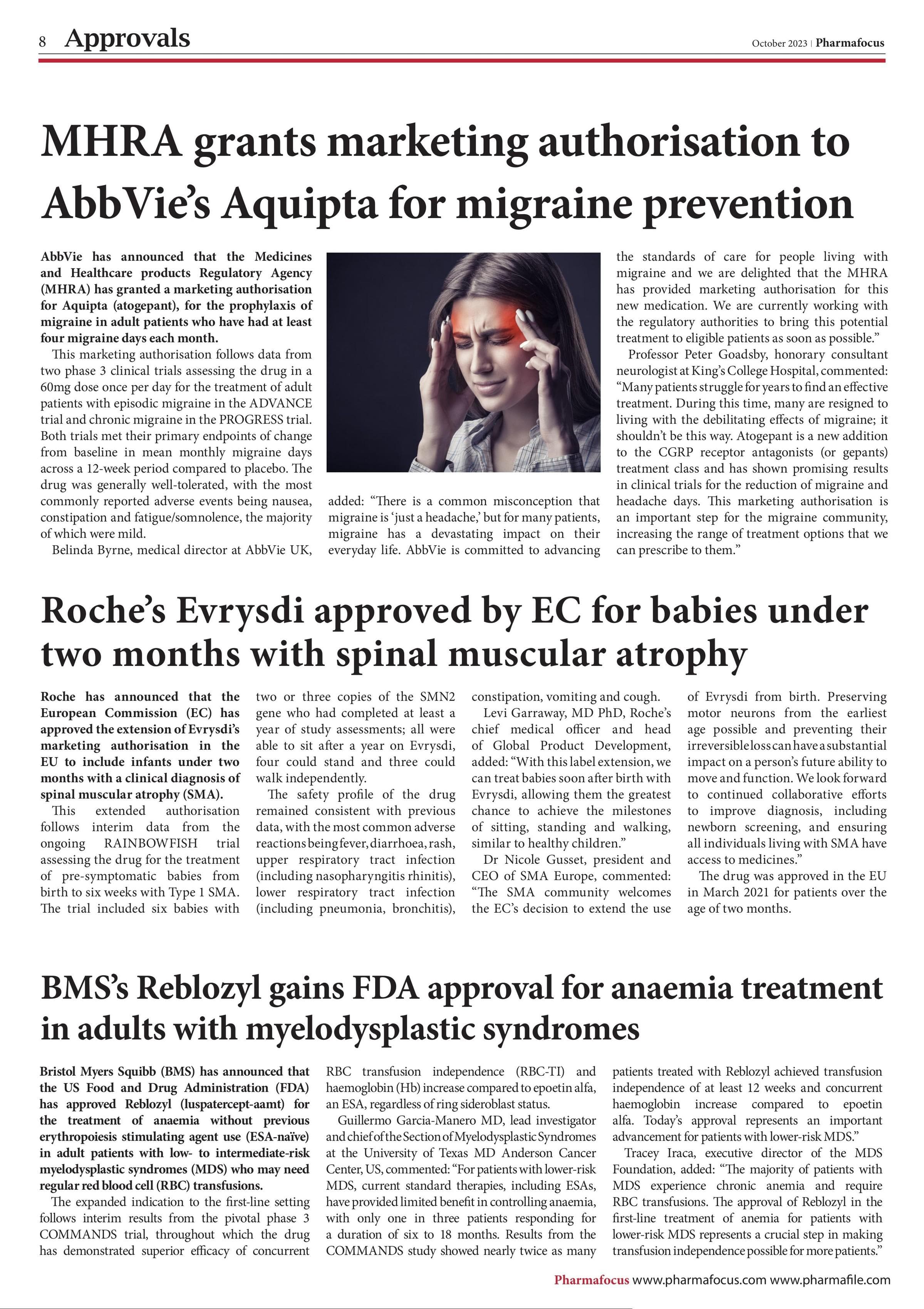 Roche’s Evrysdi approved by EC for babies under two months with spinal muscular atrophy