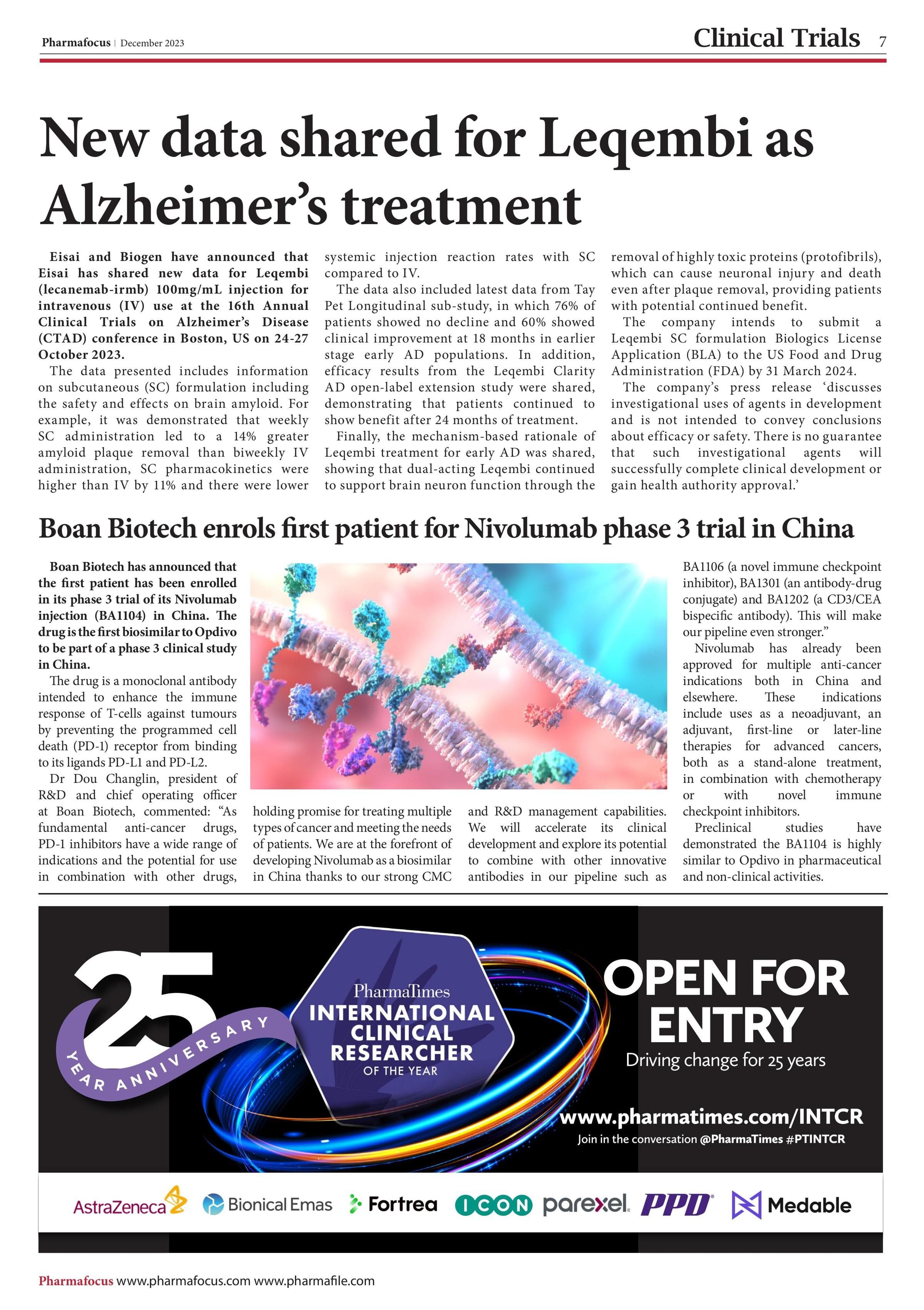 New data shared for Leqembi as Alzheimer’s treatment