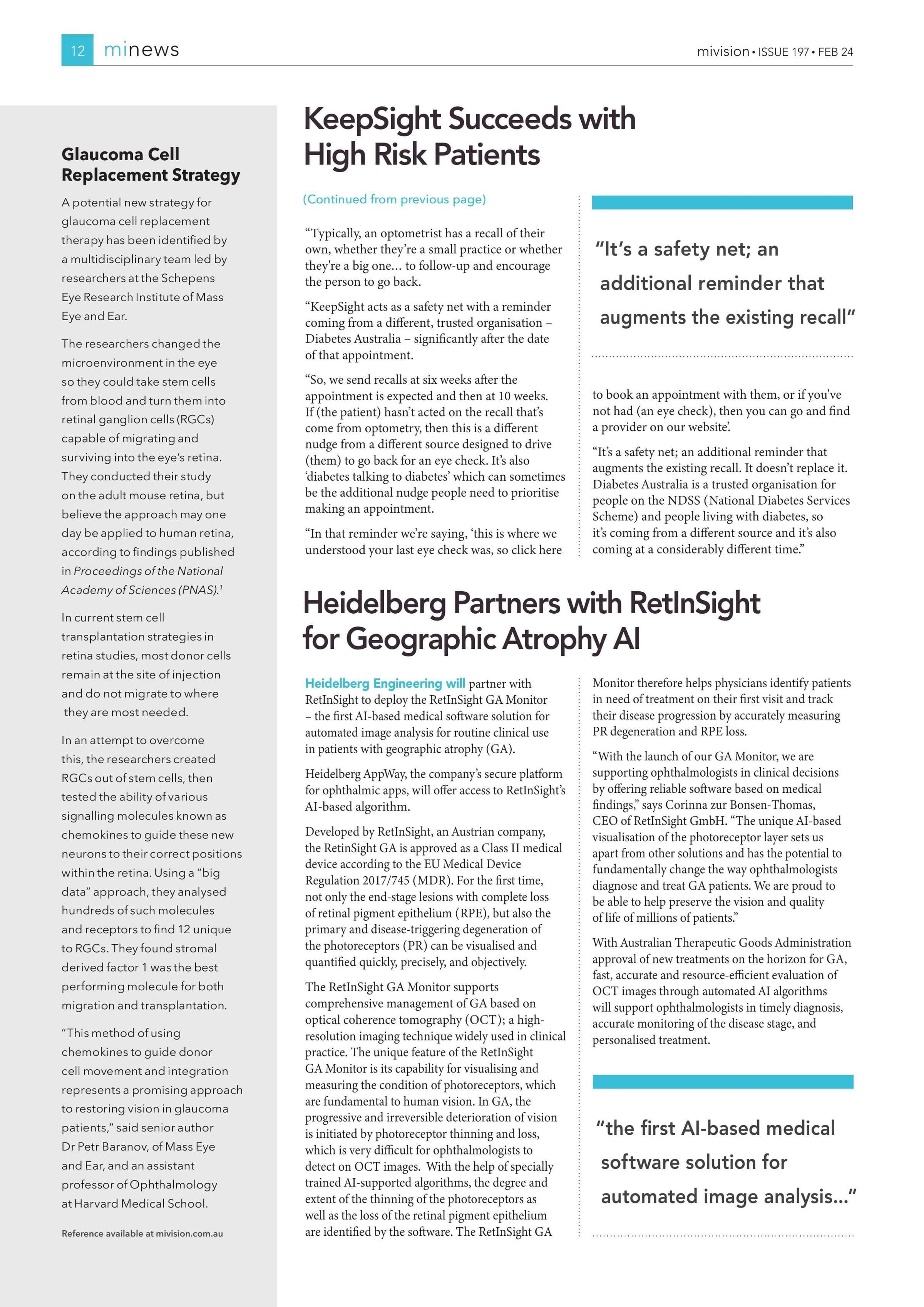 Glaucoma Cell Replacement Strategy