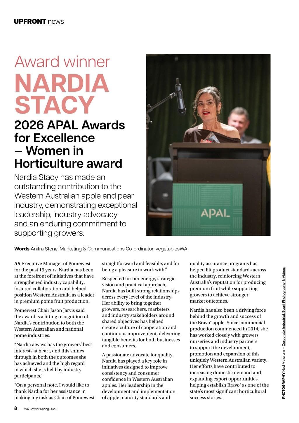 Award winner NARDIA STACY 2026 APAL Awards