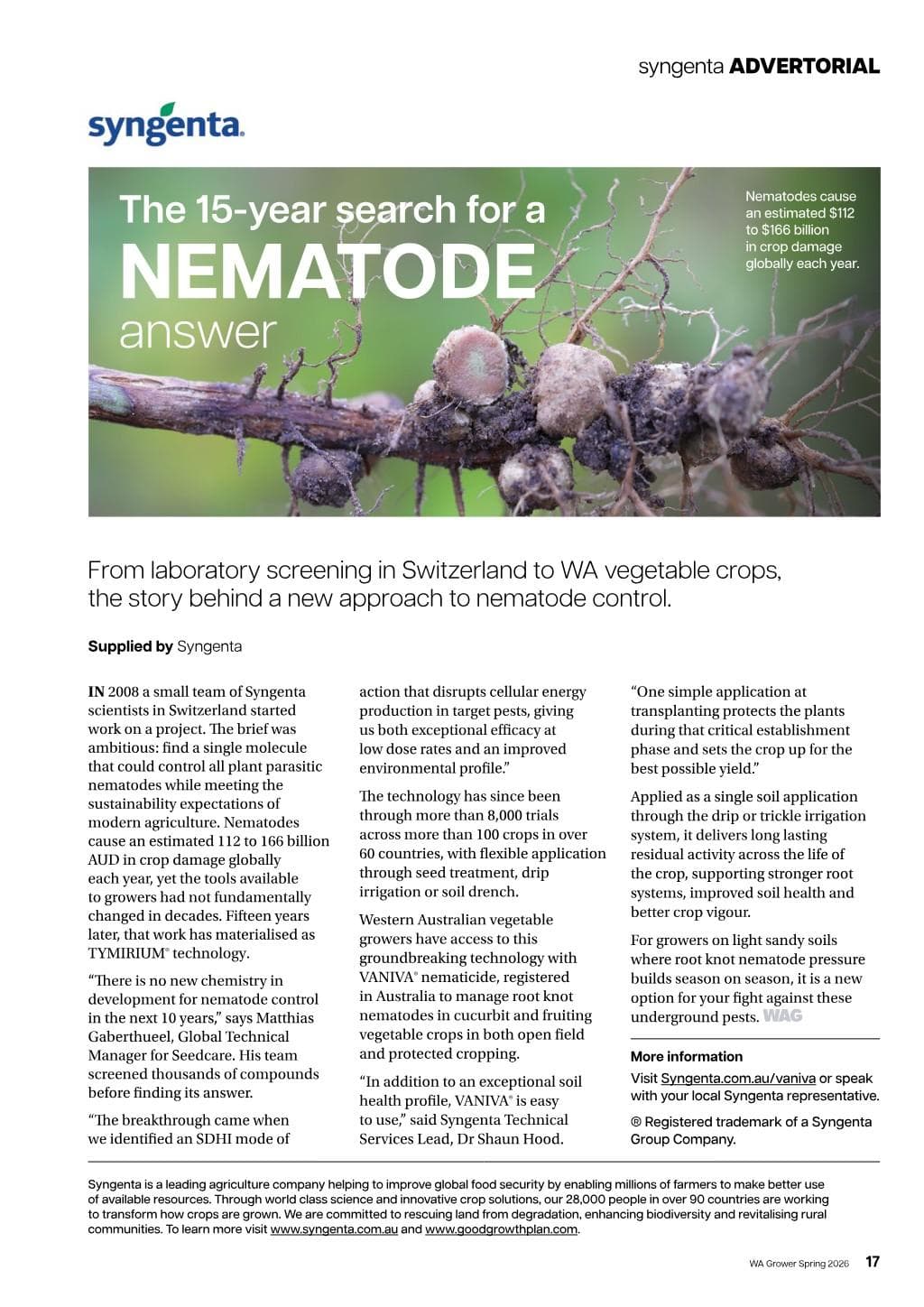 The 15-year search for a Nematode - Syngenta