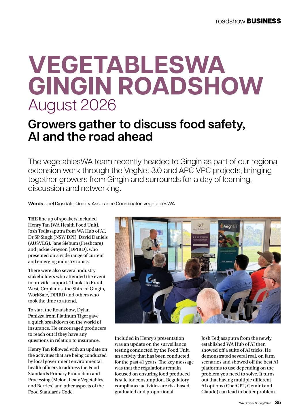 vegetablesWA Gingin Roadshow