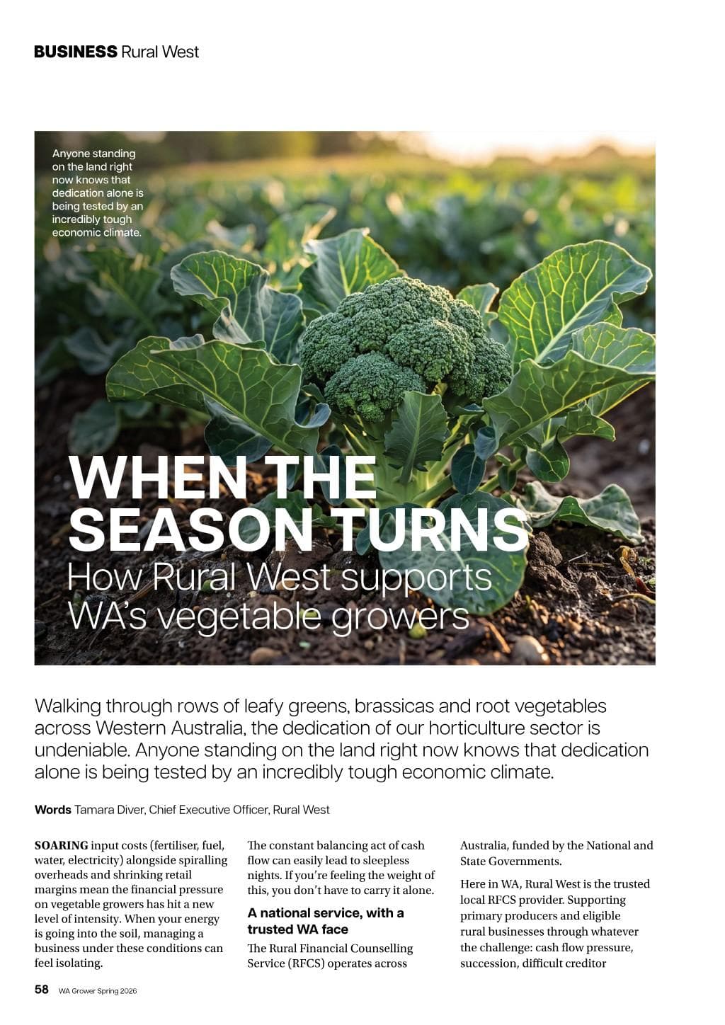 When the season turns: Rural West support