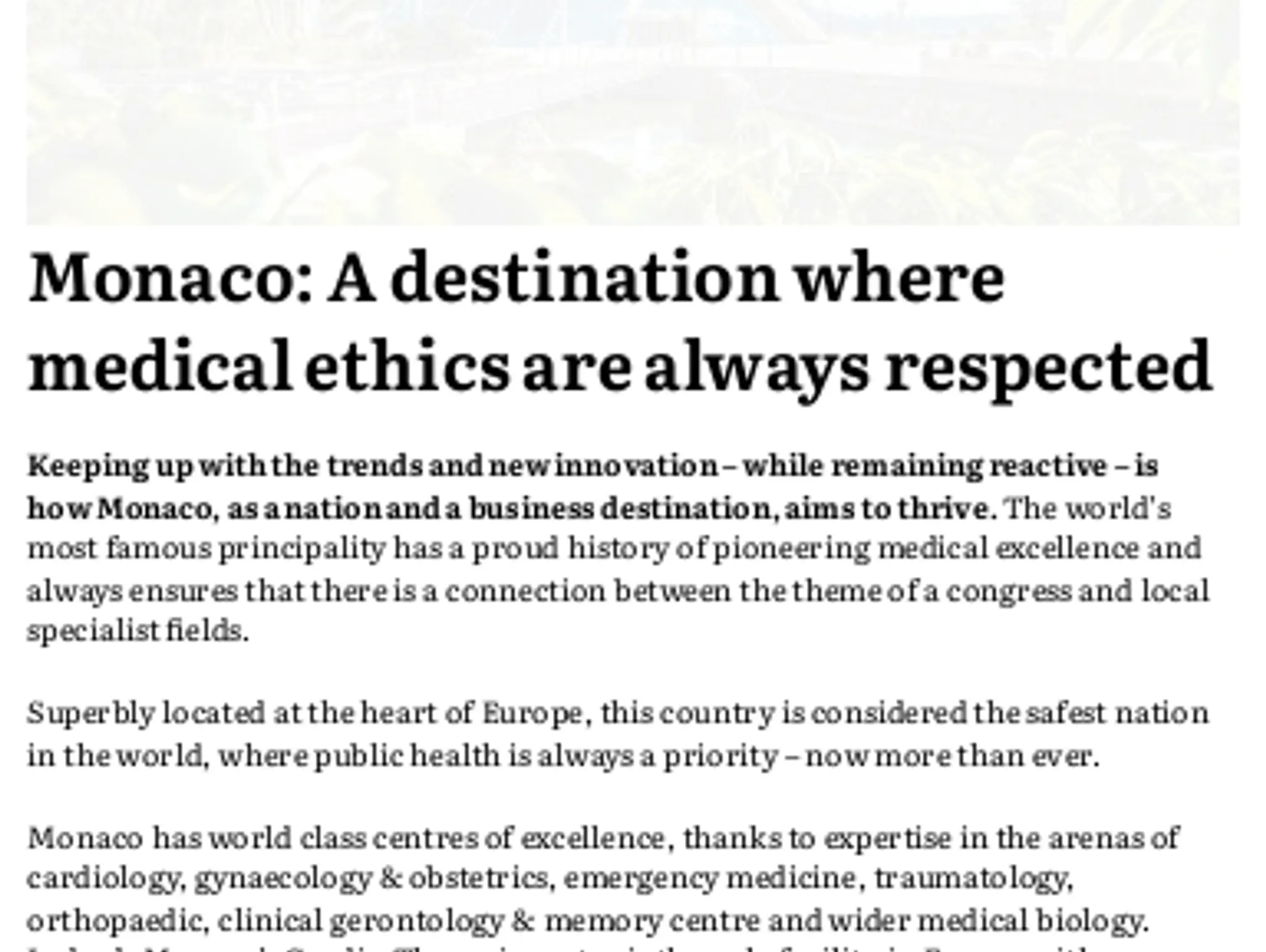 7 - Monaco: A destination where medical ethics are always respected