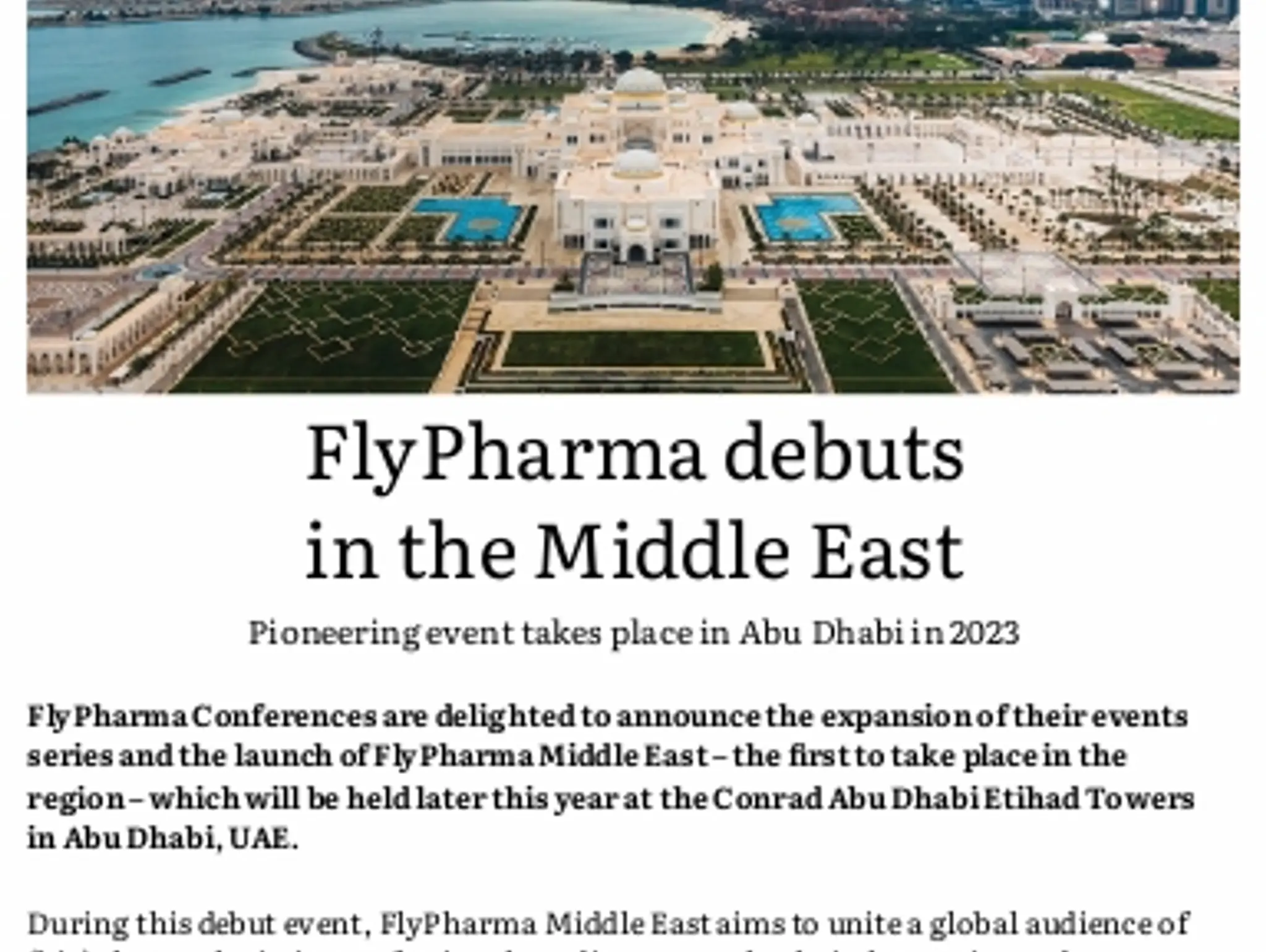 30-31 - FLYPHARMA: FlyPharma debuts in the Middle East