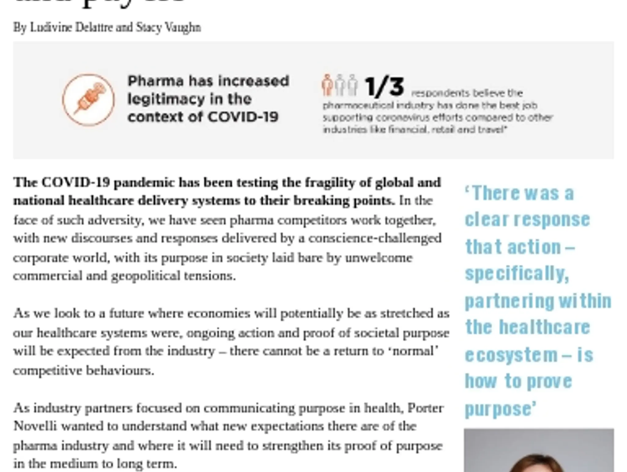 20-21 - Pharma’s authentic proof of purpose influences decisions among HCPs and payers