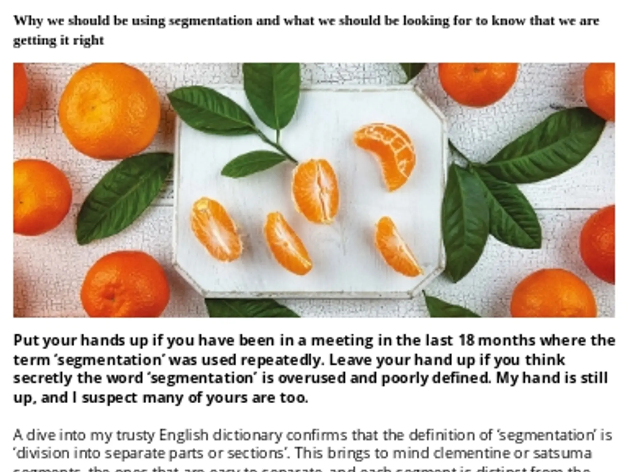 15 - SEGMENTATION – ARE WE MISSING THE MARK?
