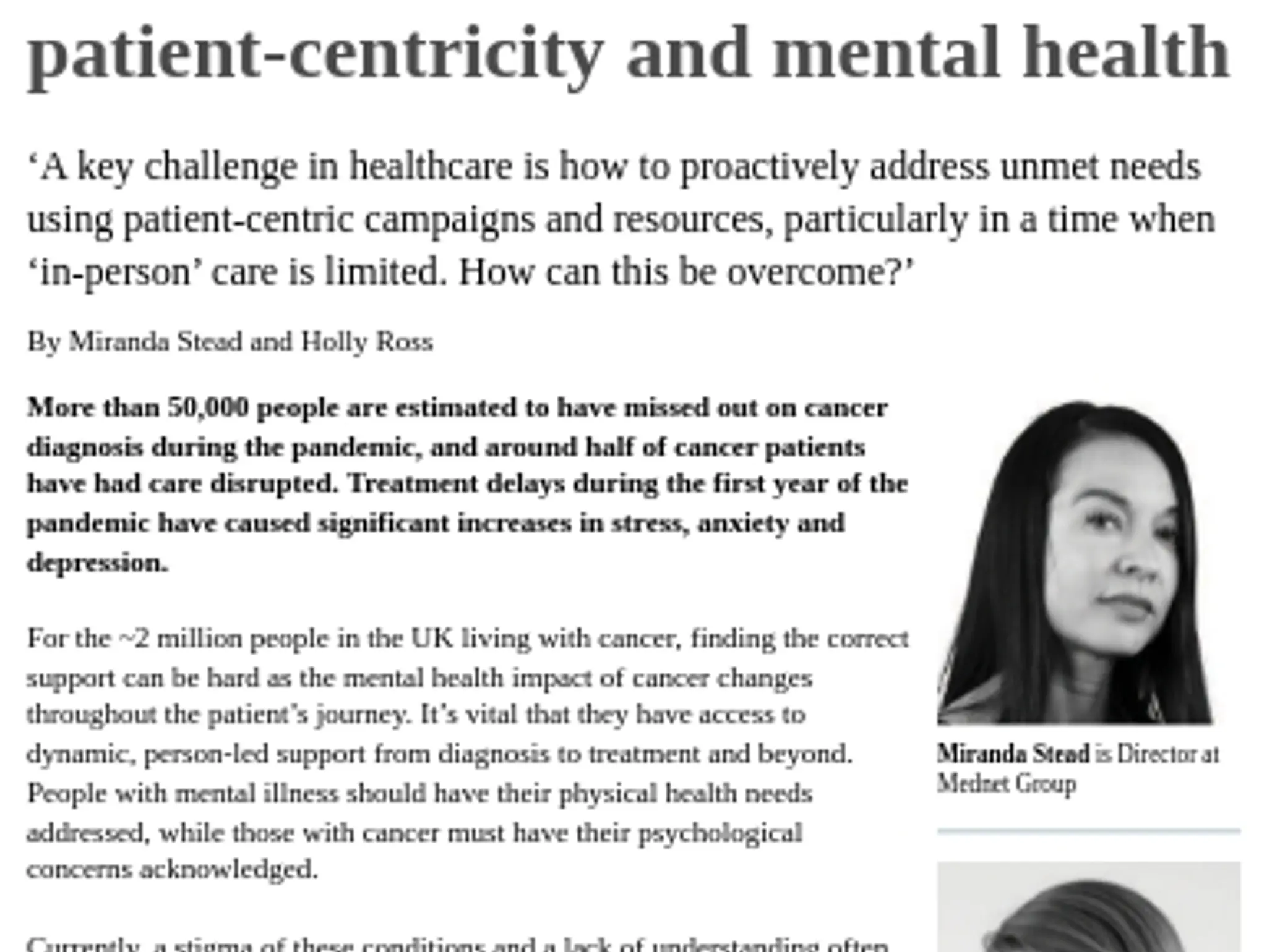 27 - Improving outcomes in oncology – patient-centricity and mental health