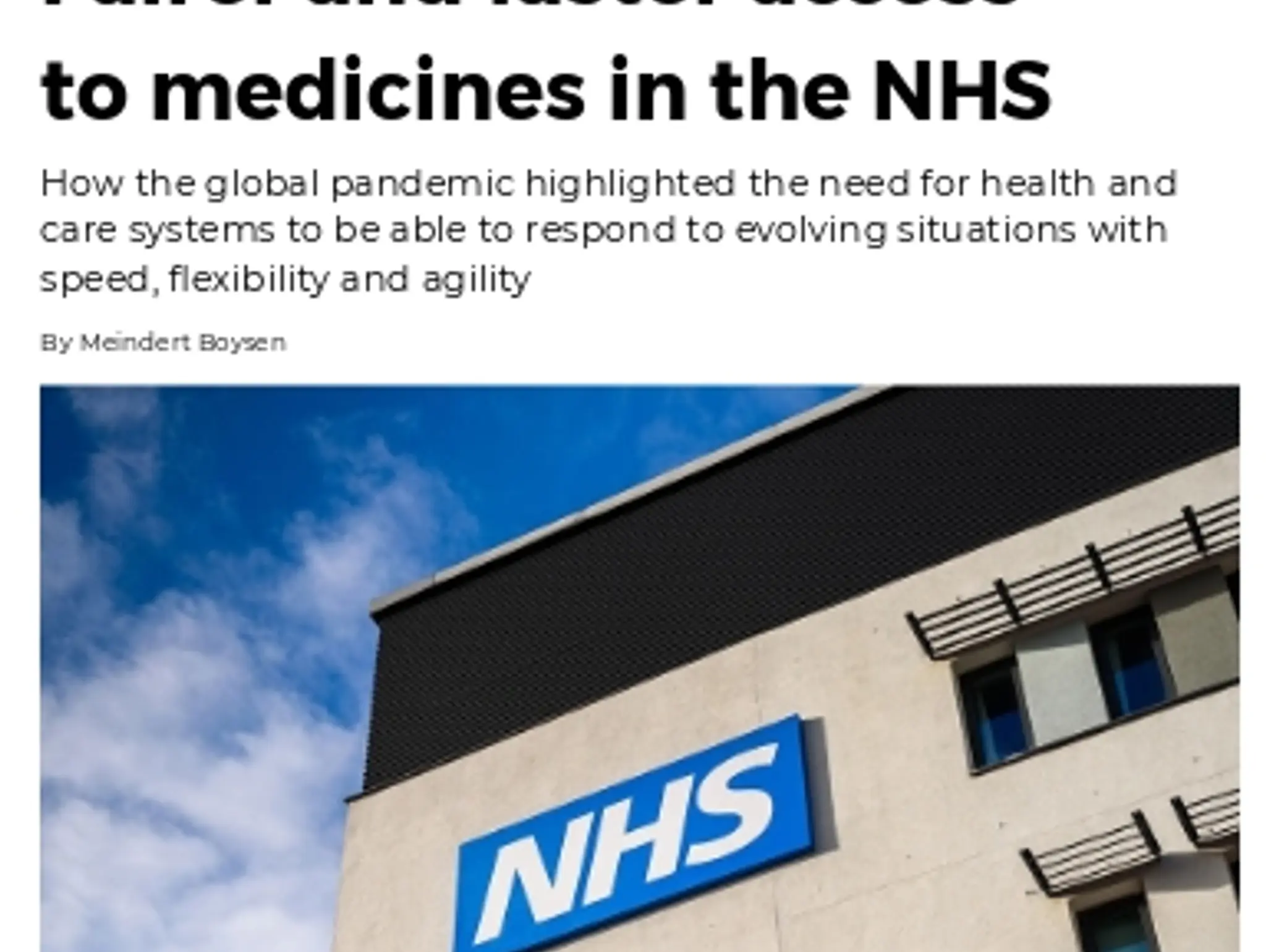 18-19 - Fairer and faster access to medicines in the NHS