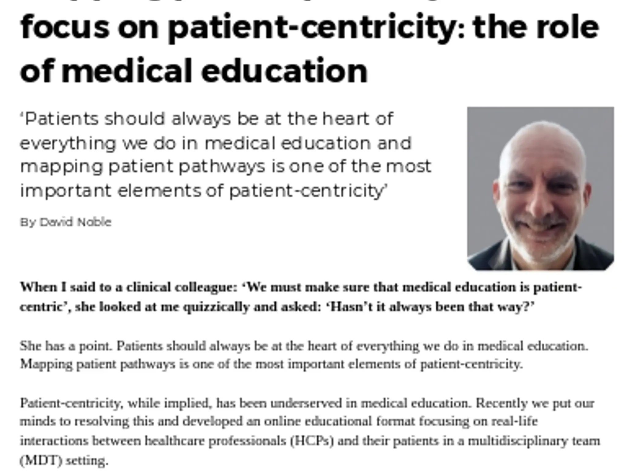 39 - Mapping patient pathways with a focus on patient-centricity: the role of medical education