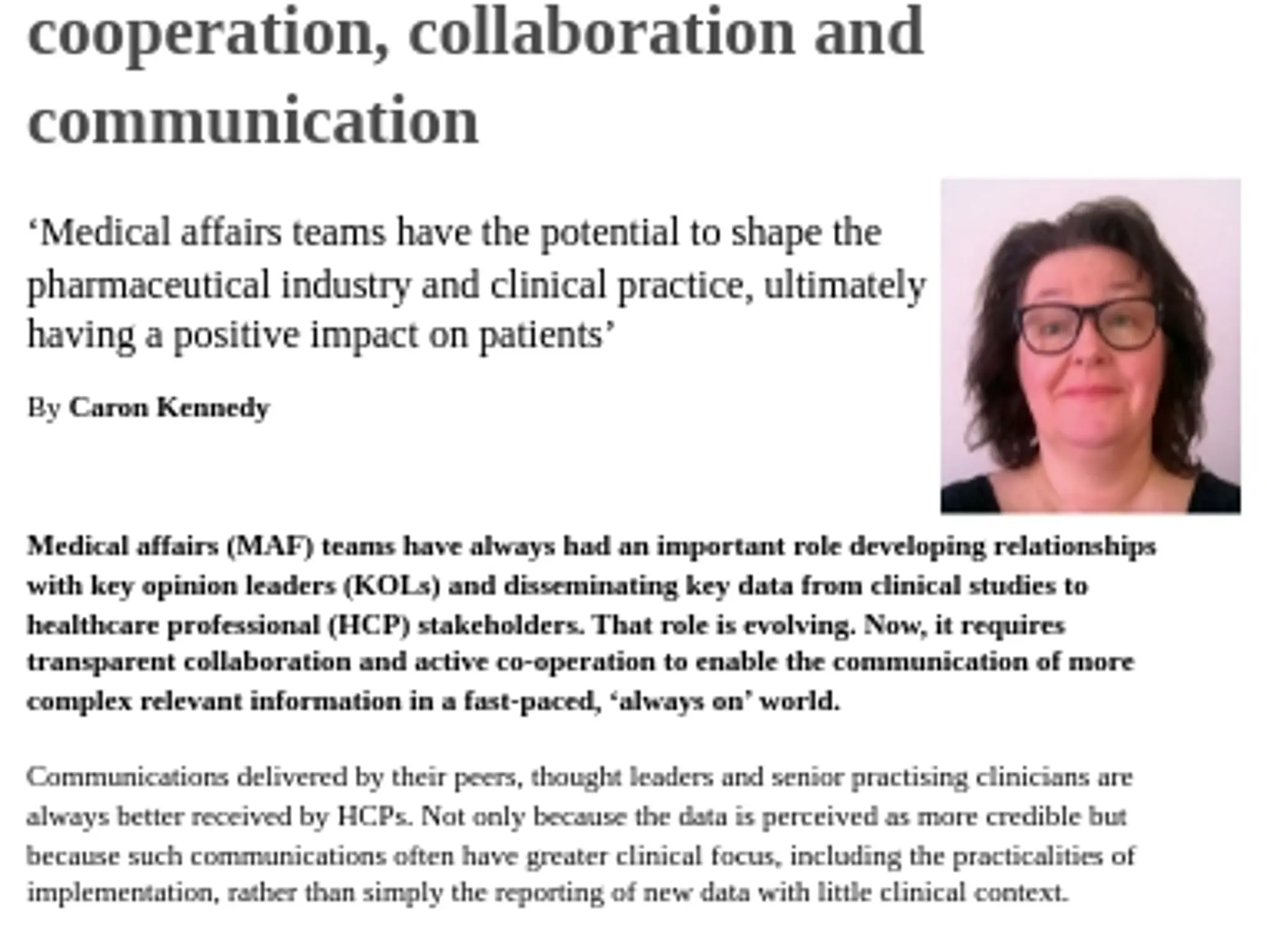 30 - The evolution of medical affairs