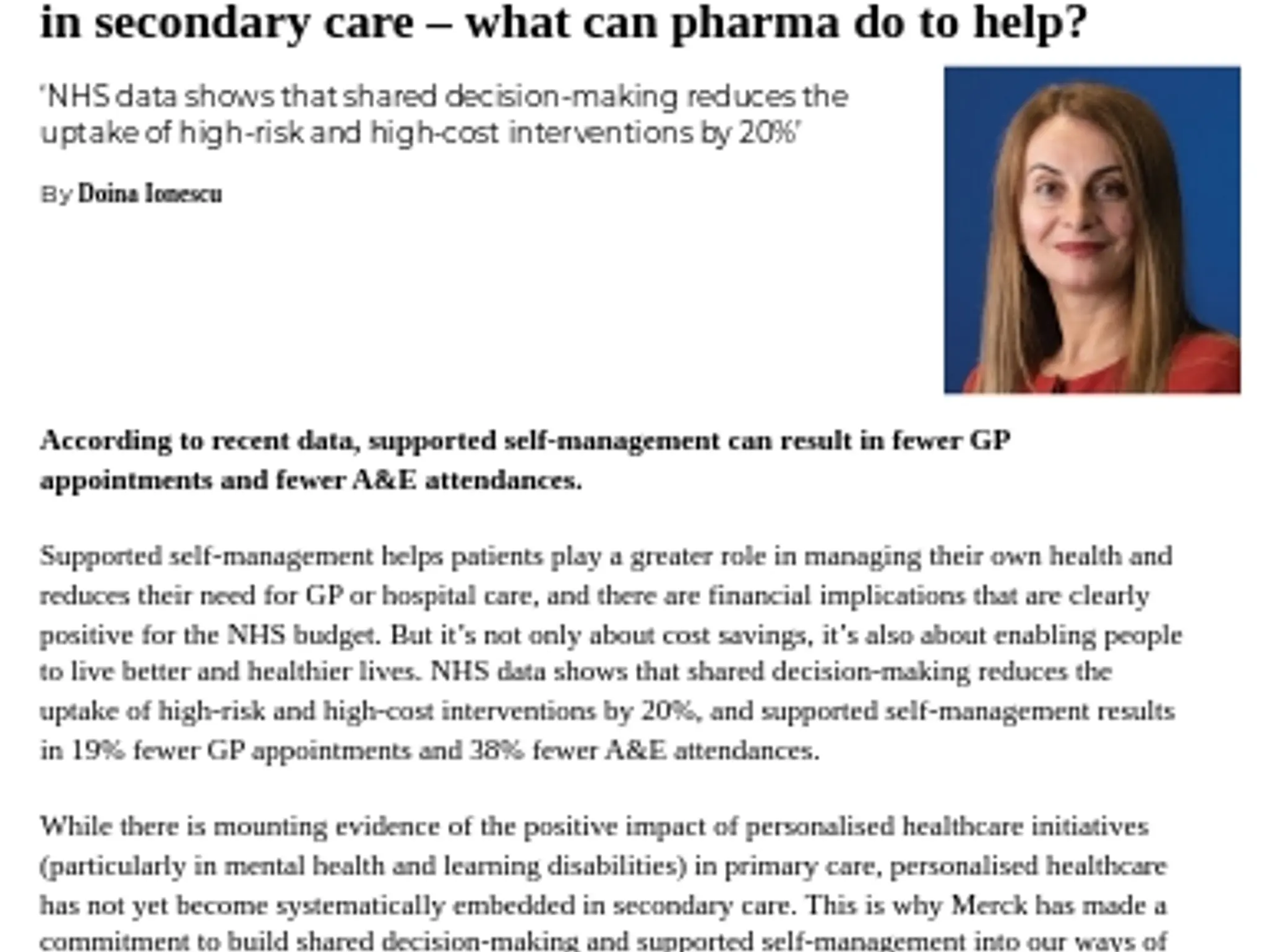 18 - TL MERCK - Making the case for embedding personalised healthcare in secondary care – what can pharma do to help?