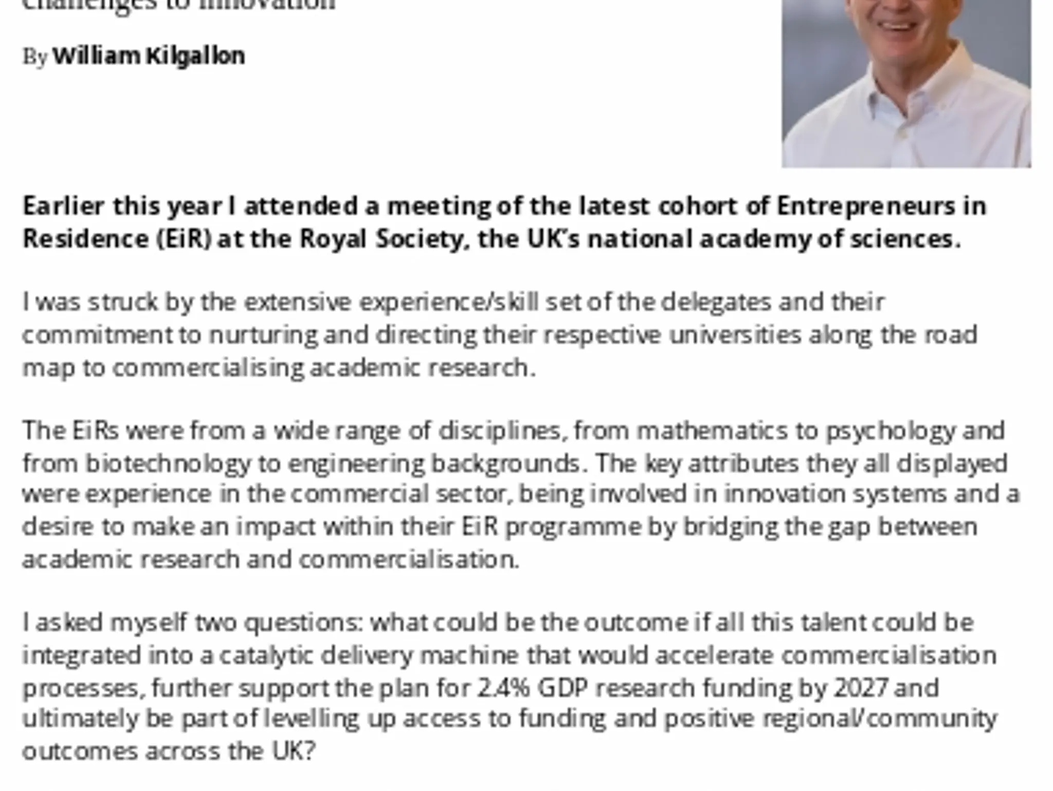 20-21 - UK SCIENCE INNOVATION: How the Royal Society’s EiR programme can help to drive UK innovation