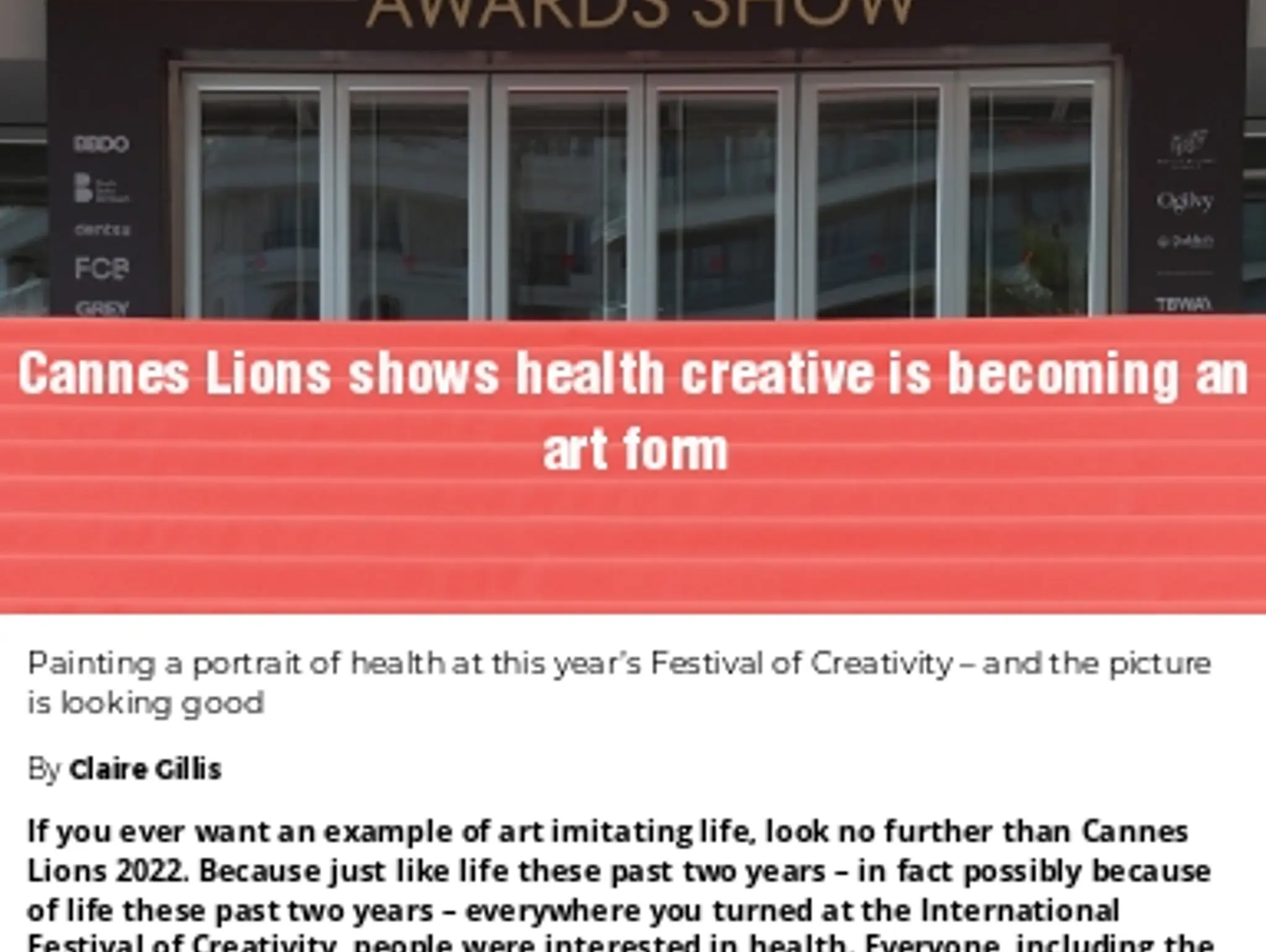 38-39 - CANNES LIONS - Cannes Lions shows health creative is becoming an art form