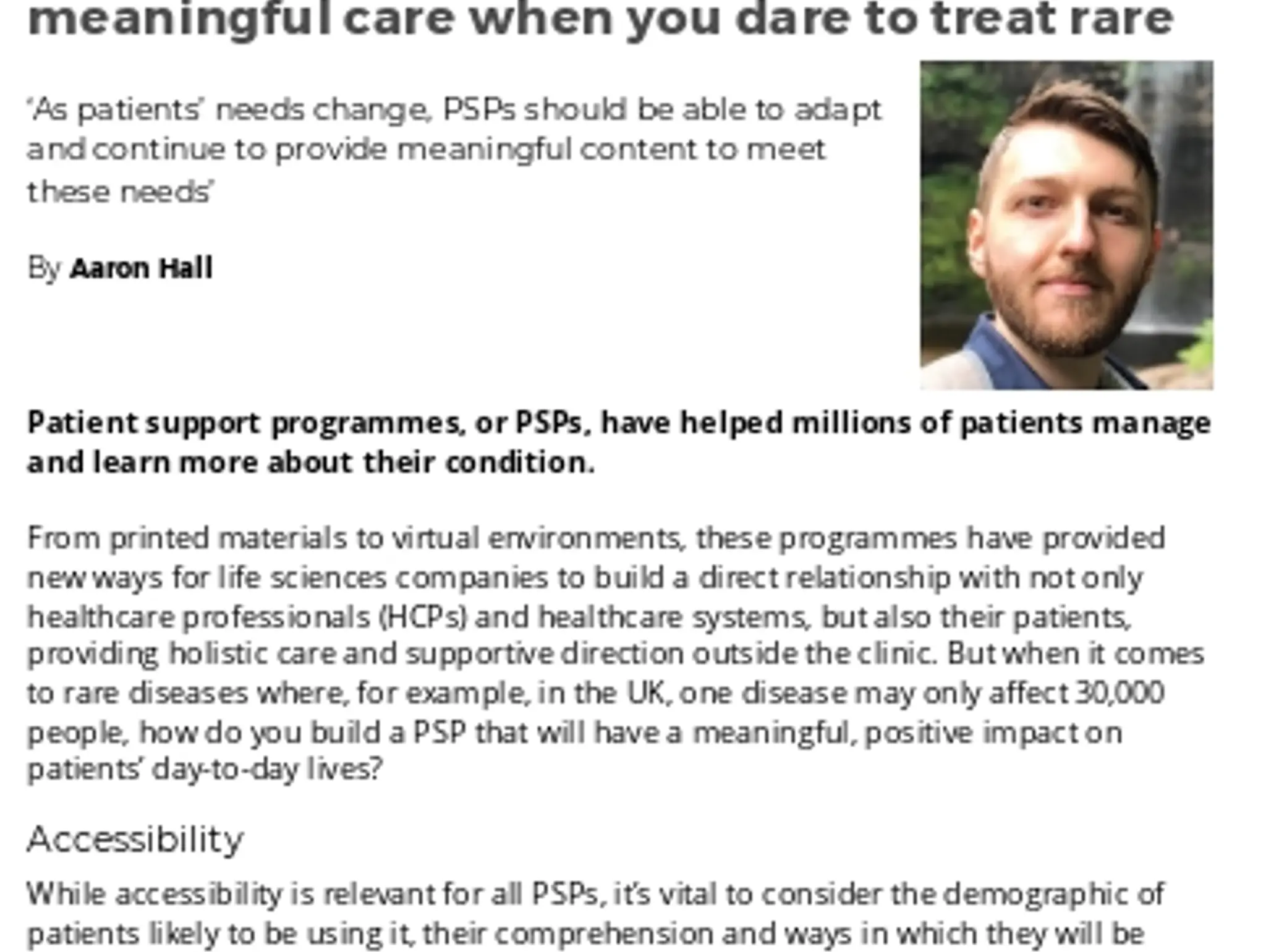 33 - TL PURPLE AGENCY - ‘Patient support programmes: providing meaningful care when you dare to treat rare
