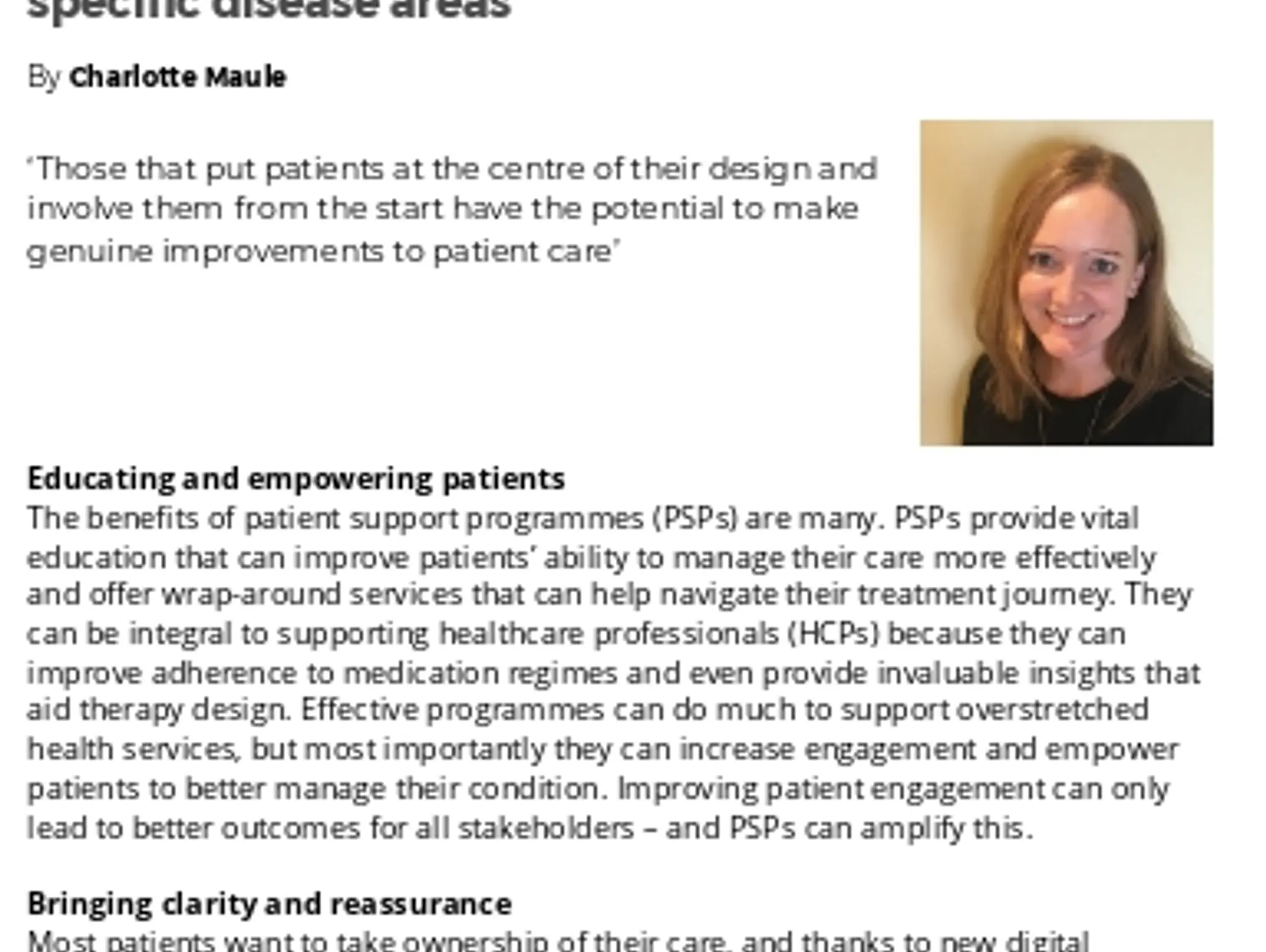 29 - TL ANTHEM PR - The benefits of patient support programmes in specific disease areas