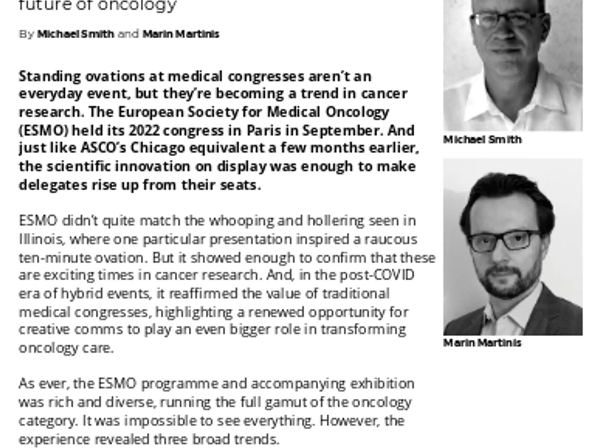 16-17 - ESMO 2022 Congress - Putting the ovation into innovation: trends from ESMO