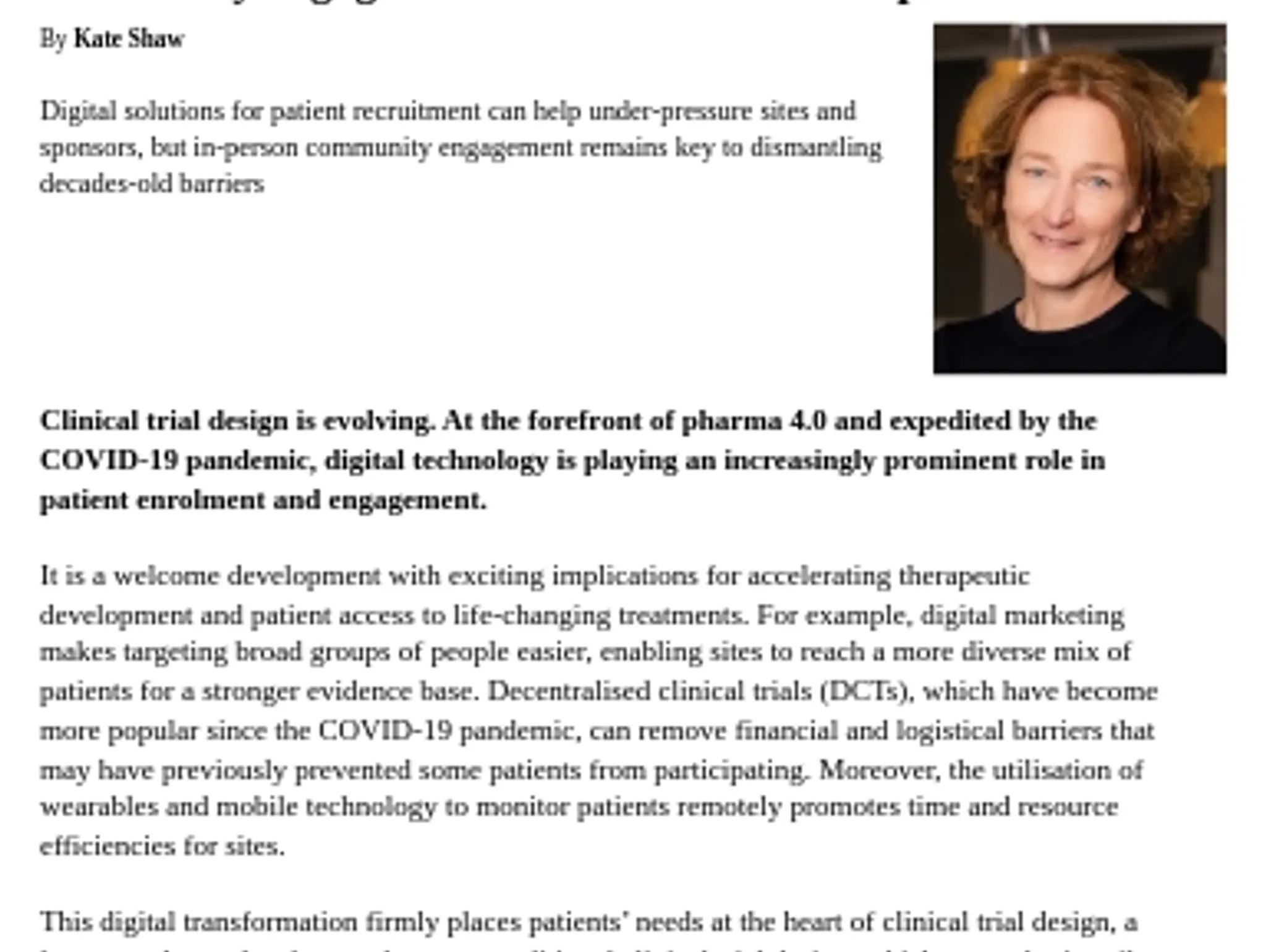 20-21 - TL HANOVER - Despite the rise of digital technology in clinical trials, community engagement has never been so important