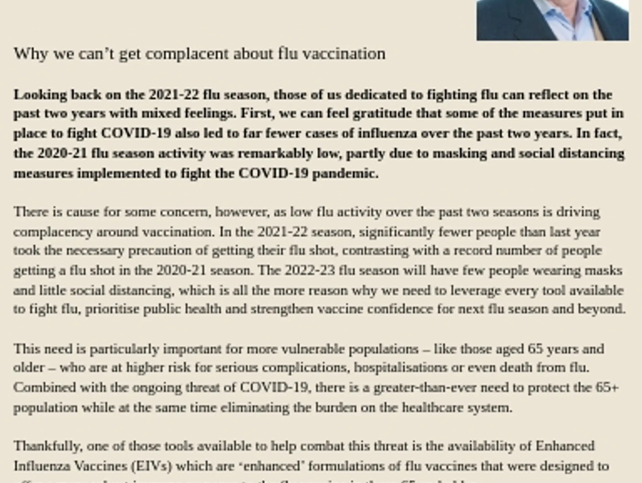 35 - FLU VACCINES - Influenza – the risk to vulnerable populations