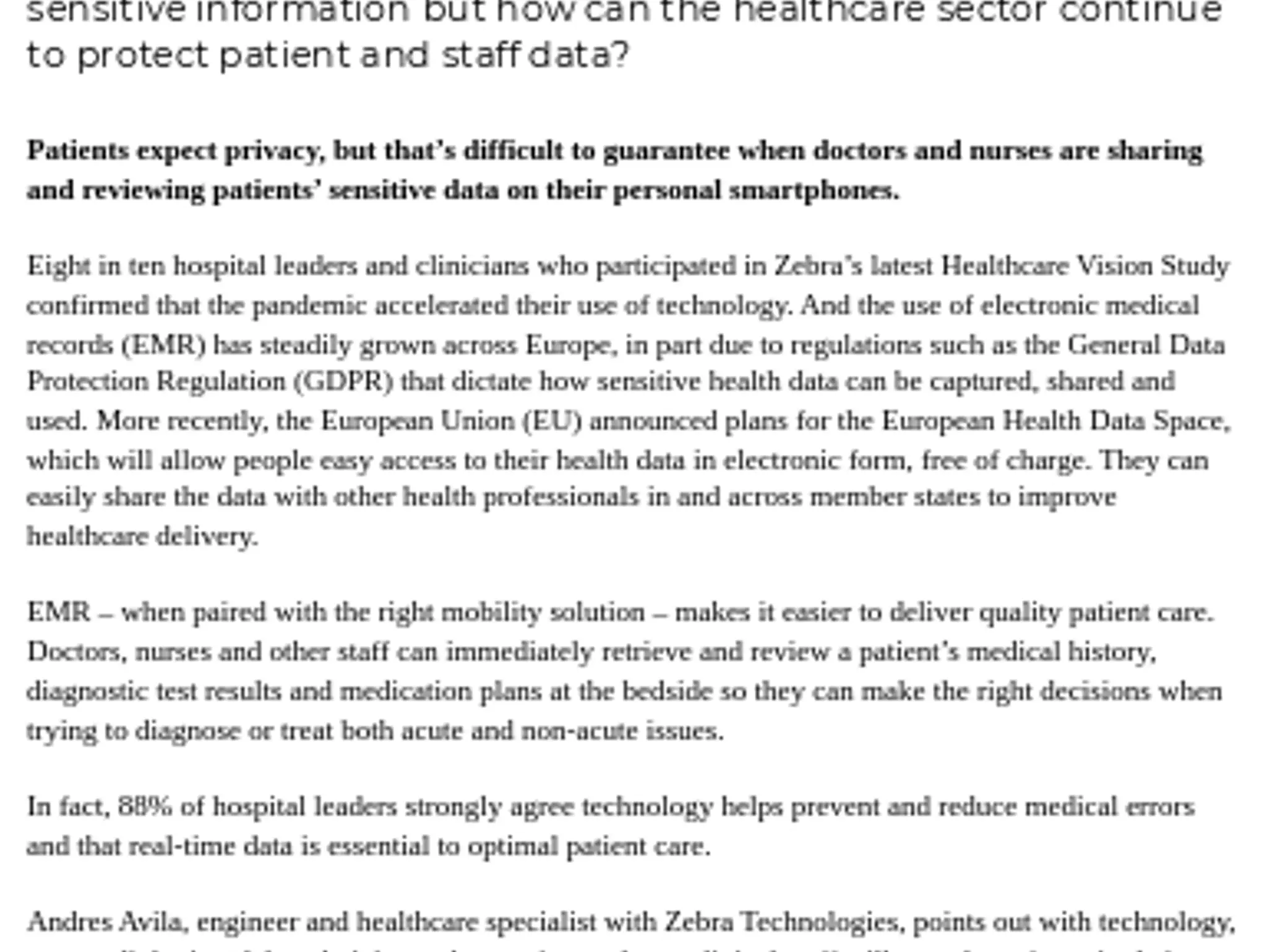 36-37 - DATA SECURITY - Concerns about data security are building a strong case for clinical mobility in EMEA