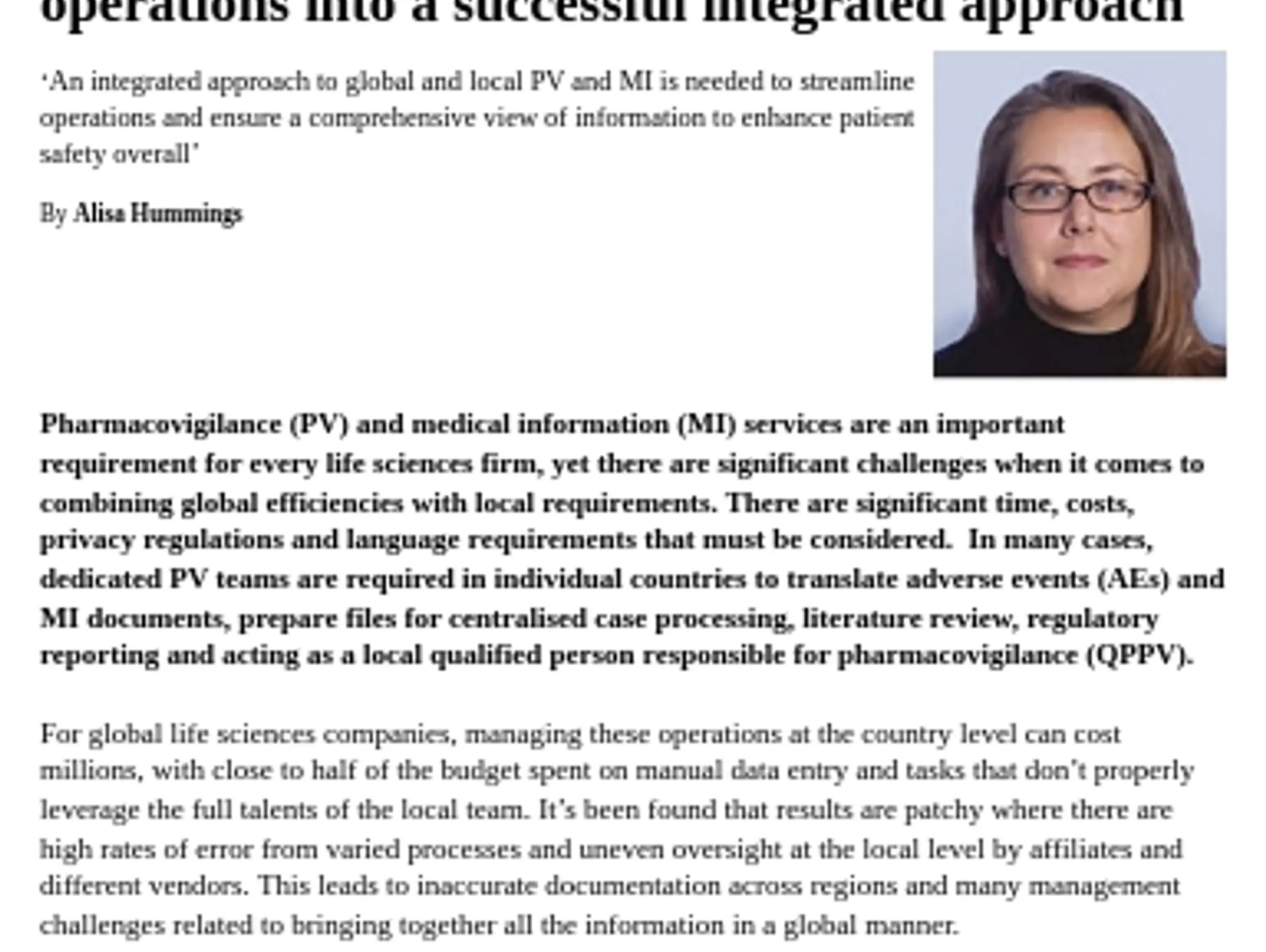 24 - TL IQVIA - Merging global and local pharmacovigilance operations into a successful integrated approach