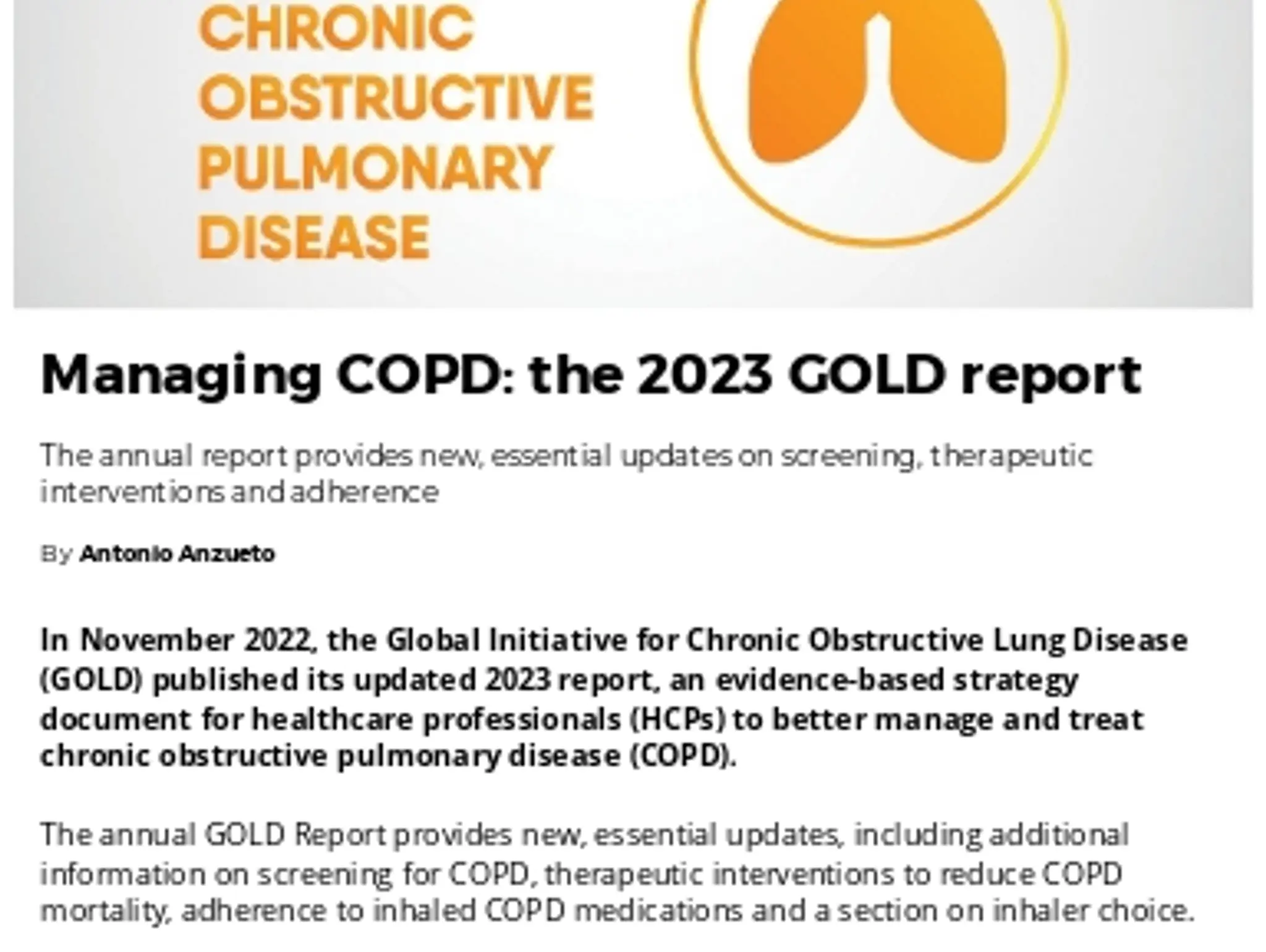 22 - MANAGING COPD - Managing COPD: the 2023 GOLD report