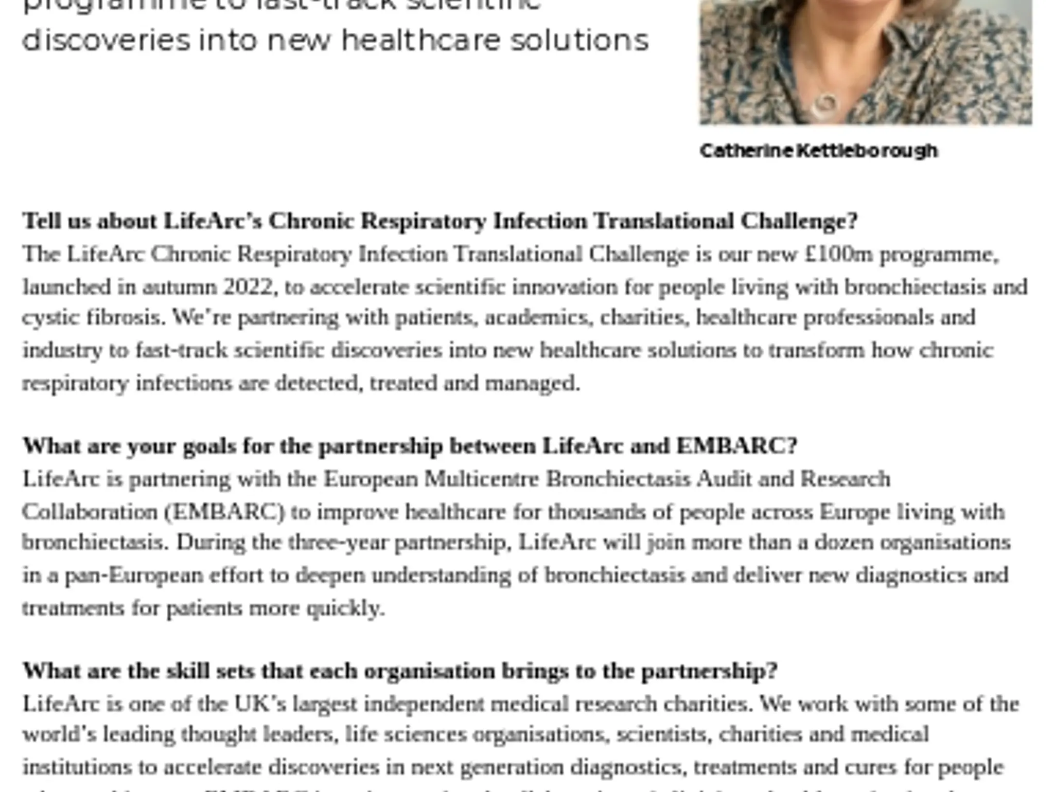38 - RESEARCH - LifeArc’s challenge to combat bronchiectasis
