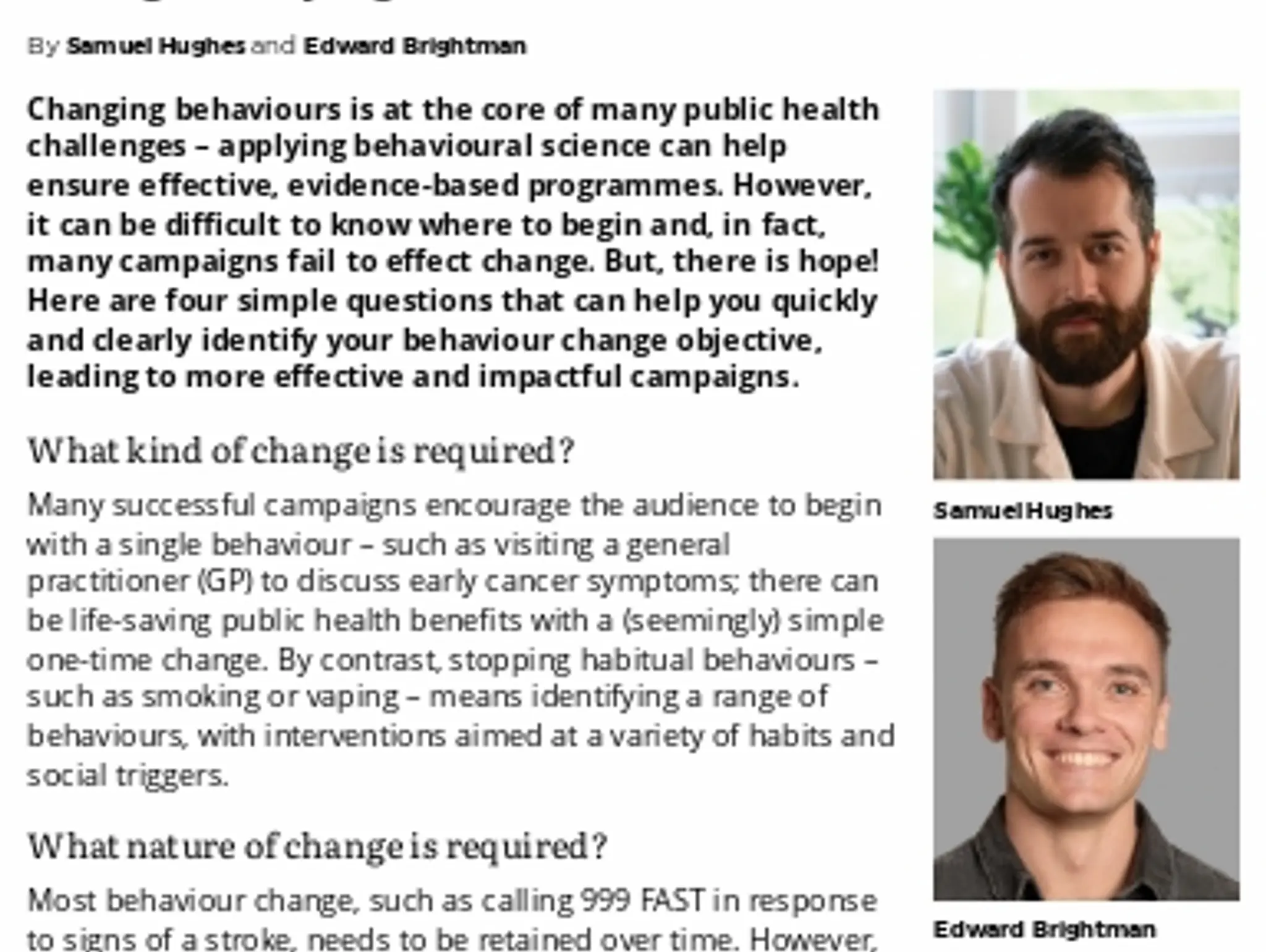 27 - TL EVOKE - Four simple questions to help focus your behaviour change campaigns