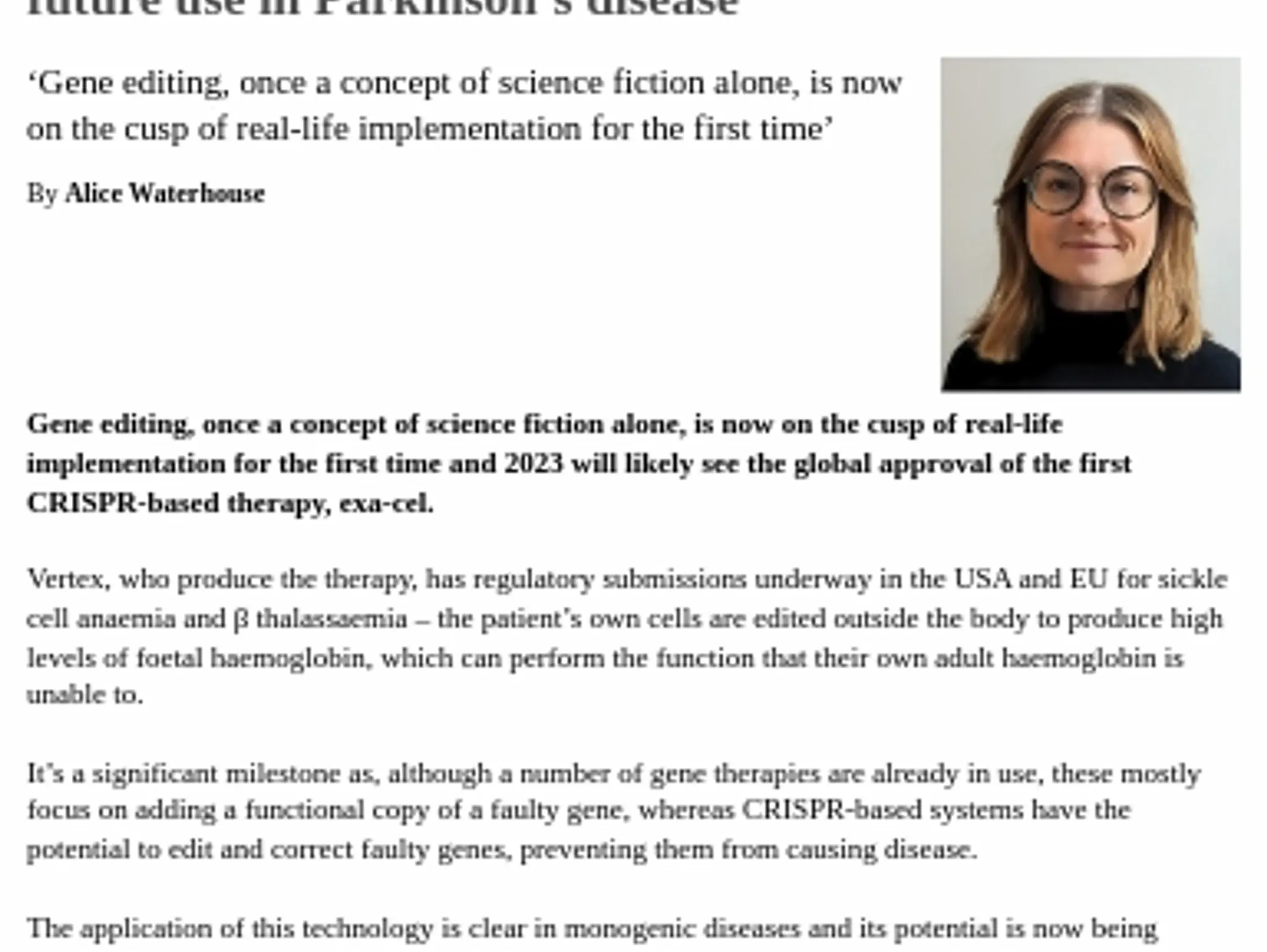26 - TL BEDROCK - Gene therapy, gene editing and perspectives on future use in Parkinson’s disease