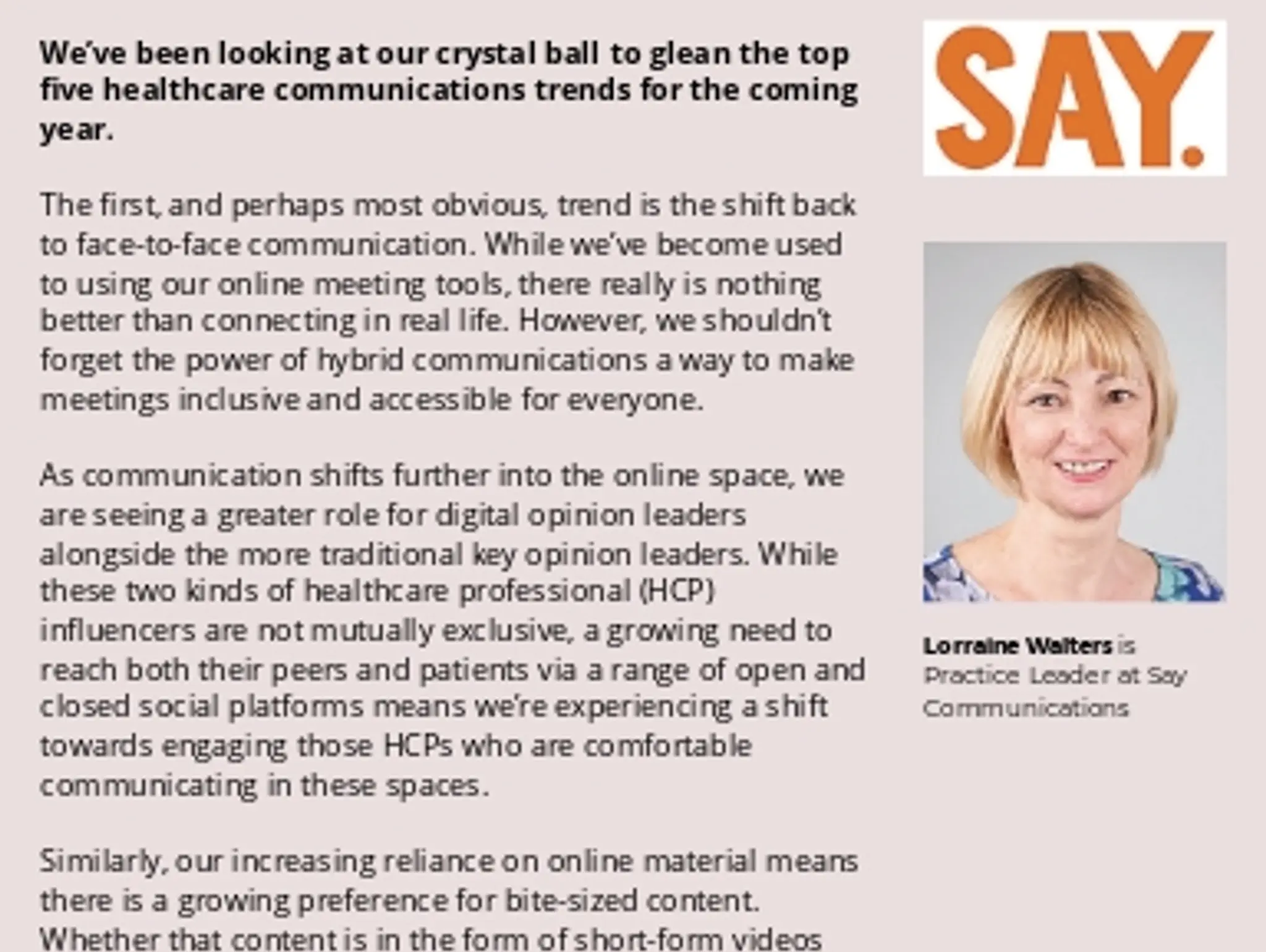 36 - TRENDS: SAY Communications
