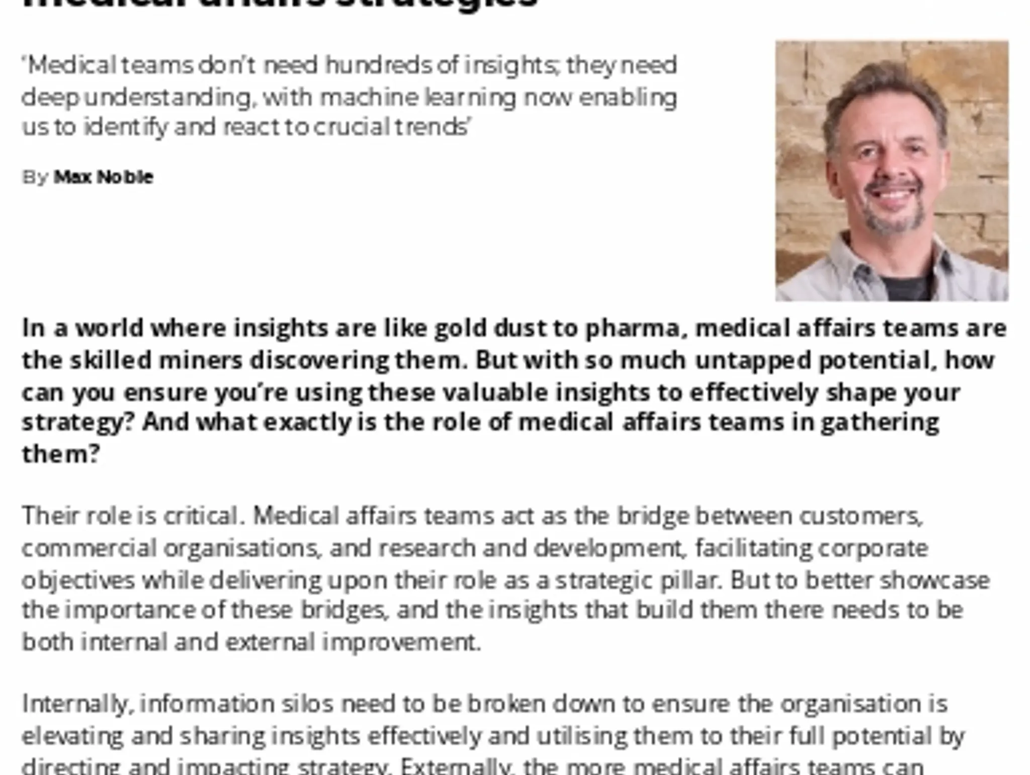 34 - TL VISFO - Insight to impact: how insights are shaping medical affairs strategies