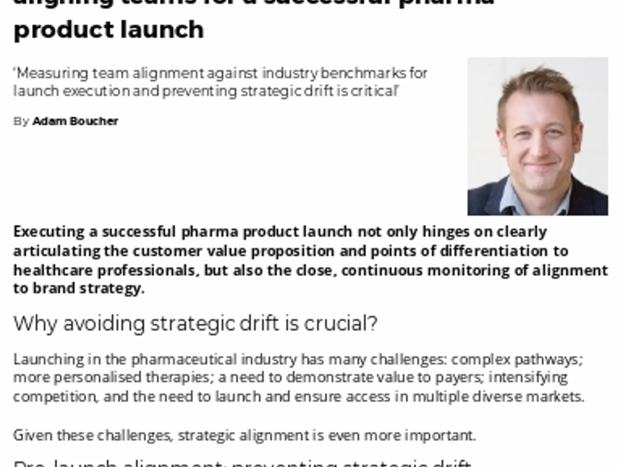 22 - TL STEM - Preventing strategic drift:  aligning teams for a successful  pharma product launch