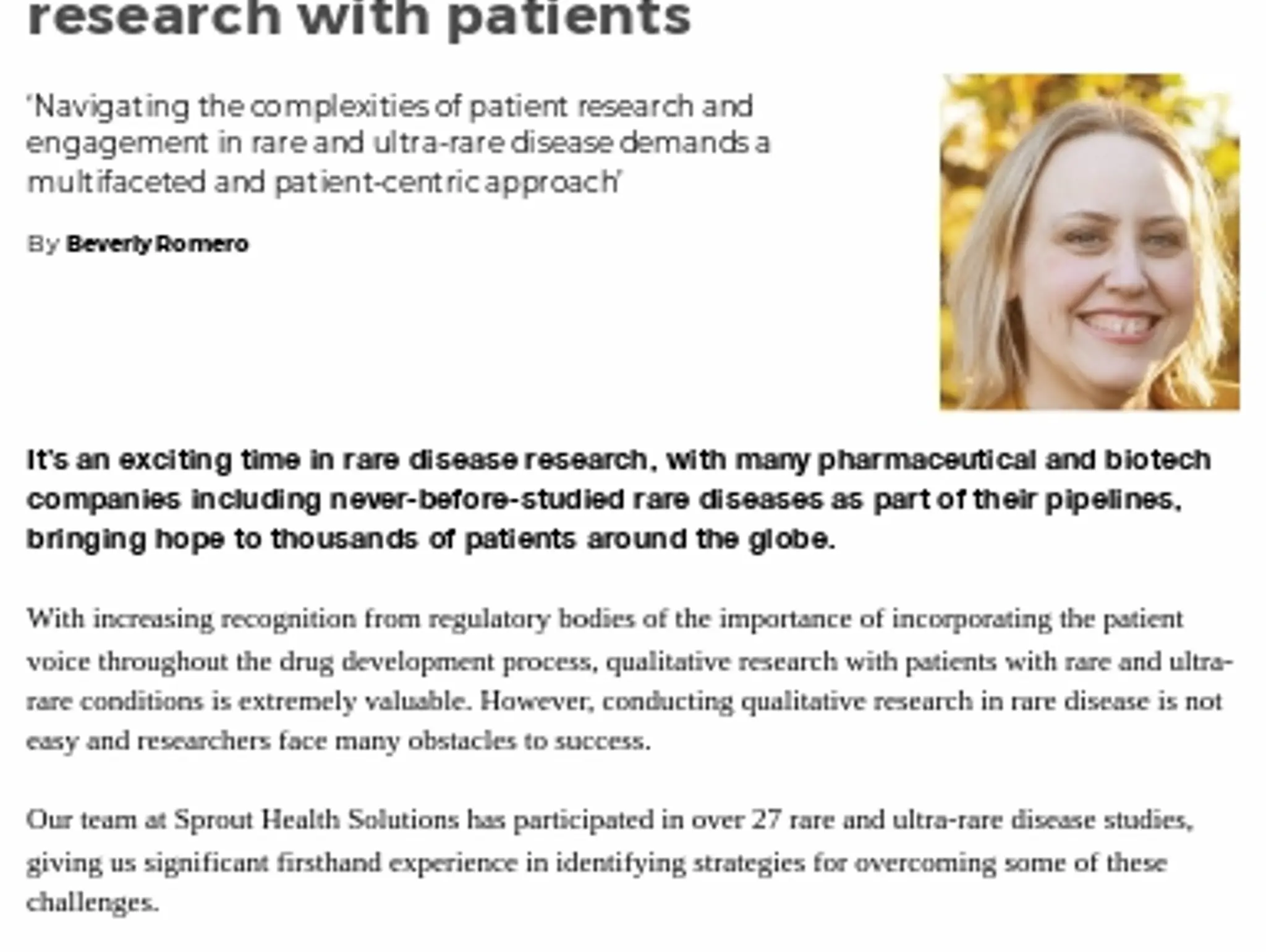 18 - TL SPROUT HEALTH - Overcoming challenges in rare disease research with patients