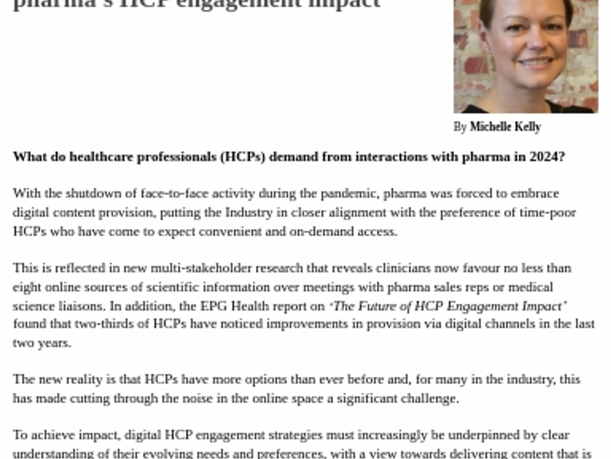 19 - TL EPG HEALTH - Valuable research insights to steer pharma’s HCP engagement impact