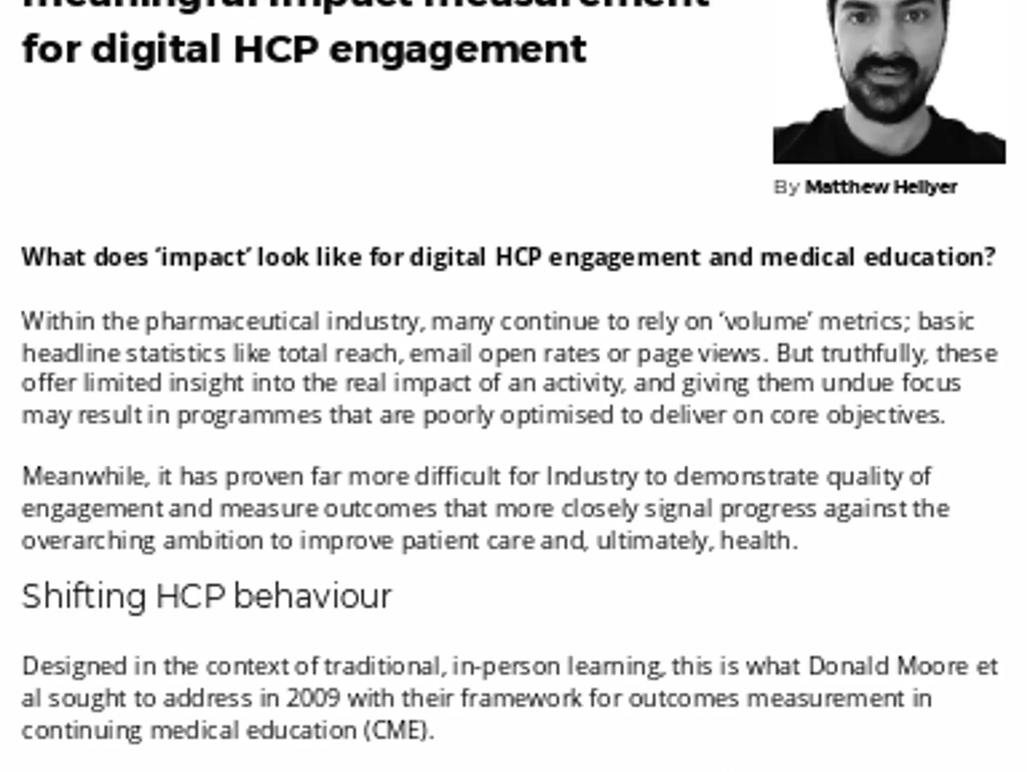 EPG HEALTH - Beyond volume metrics: towards meaningful impact measurement for digital HCP engagement