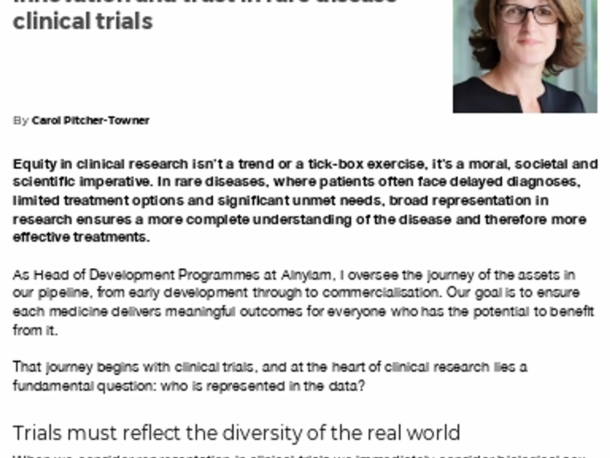 18 TL ALNYLAM - The power of representation, innovation and trust in rare disease clinical trials