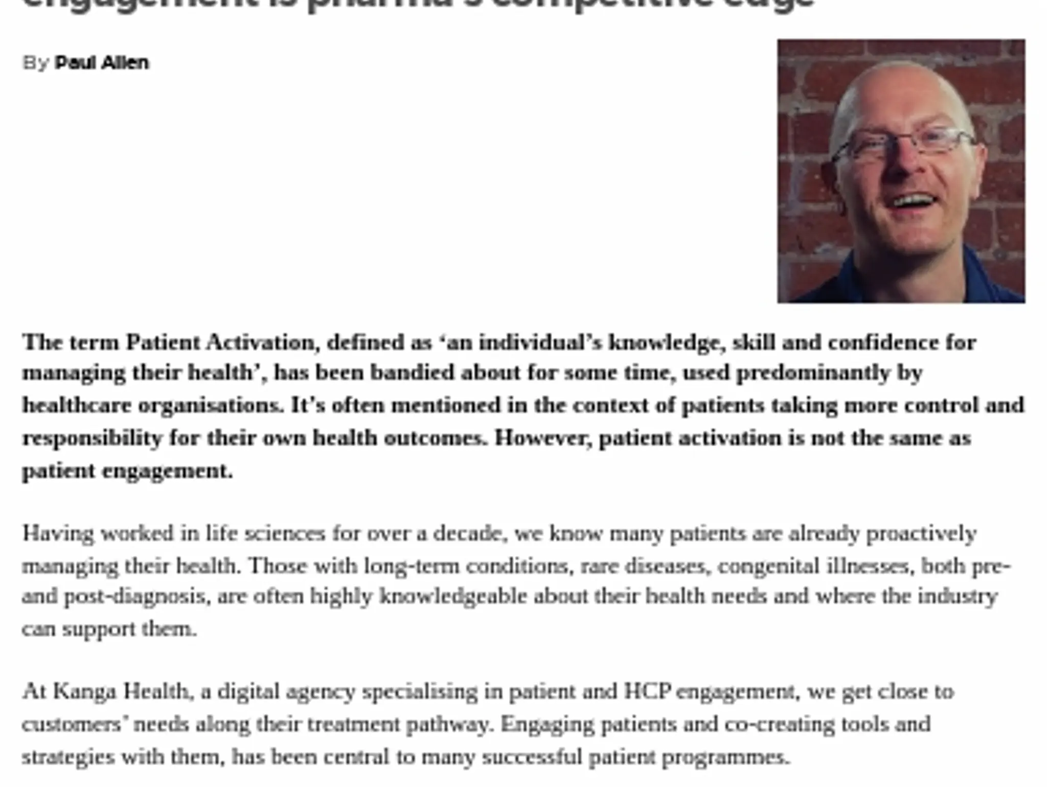 37 TL KANGA - Empower or fall behind: why true patient engagement is pharma’s competitive edge