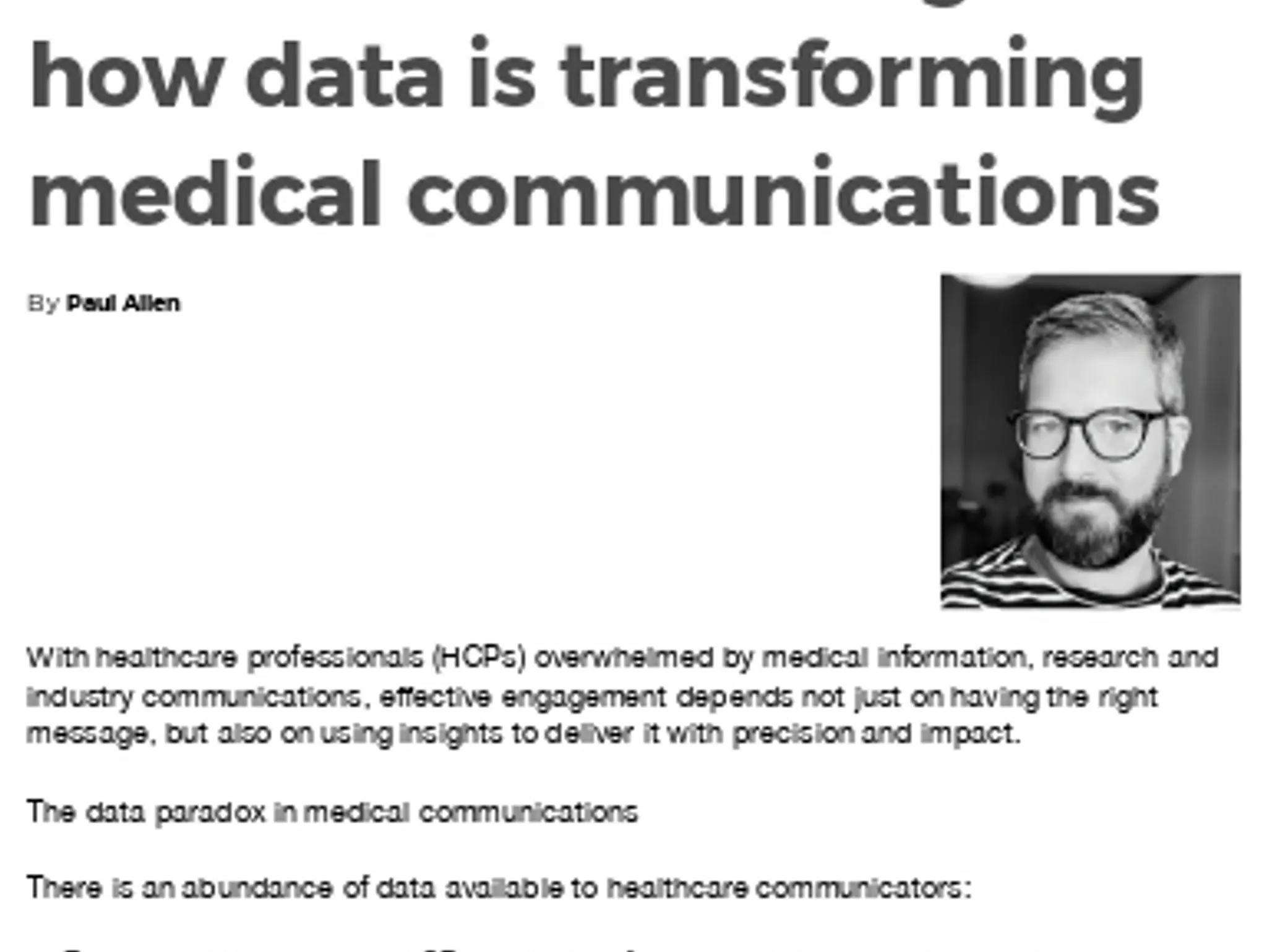 29 TL HCG - From instinct to insights:  how data is transforming medical communications