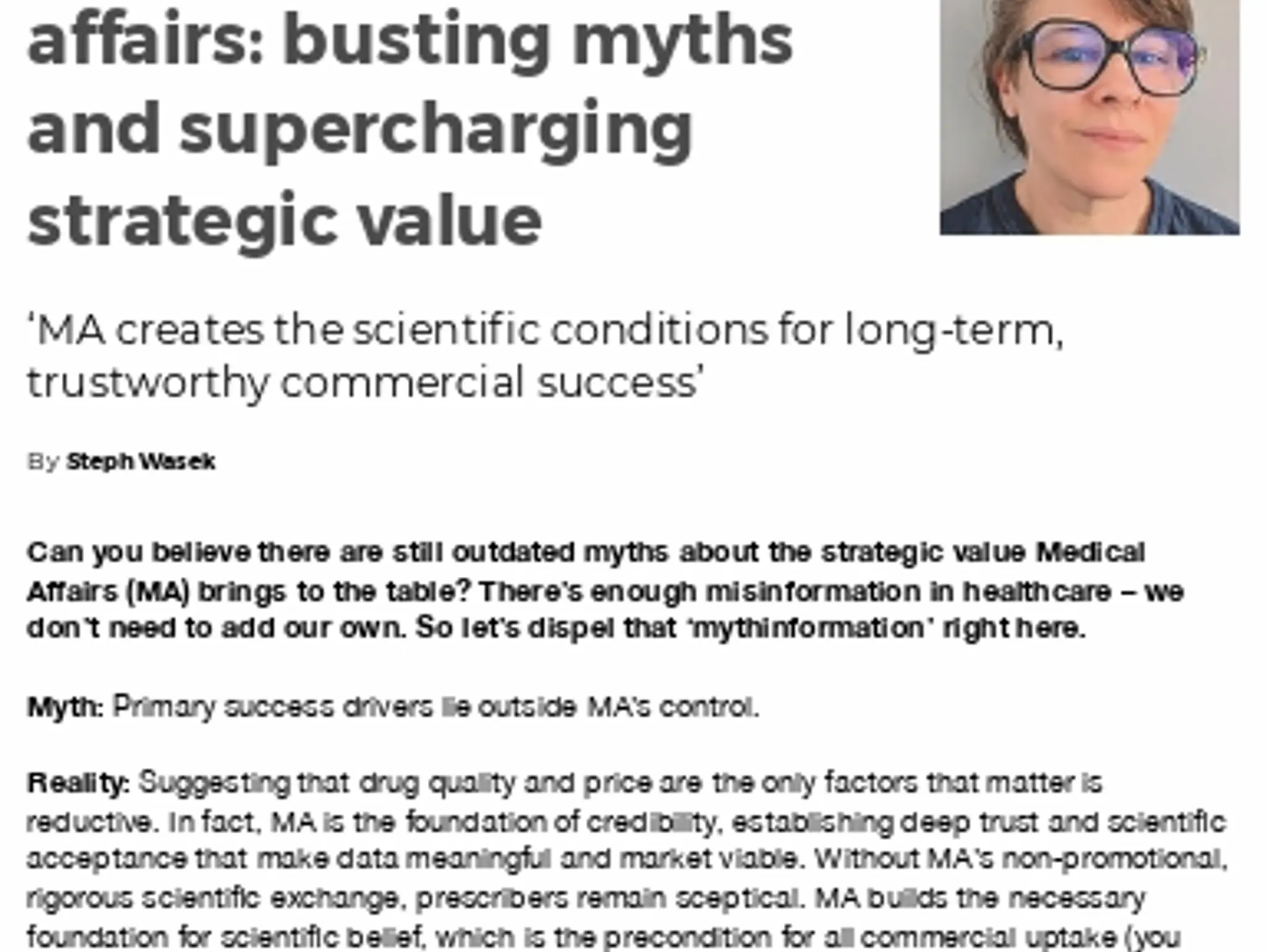 31 TL SYNERGY VISION - The new era of medical affairs: busting myths and supercharging strategic val