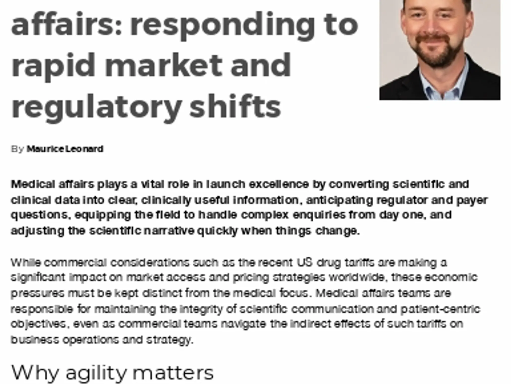 35 TL UNIPHAR - Agility in medical affairs: responding to rapid market  and regulatory shifts