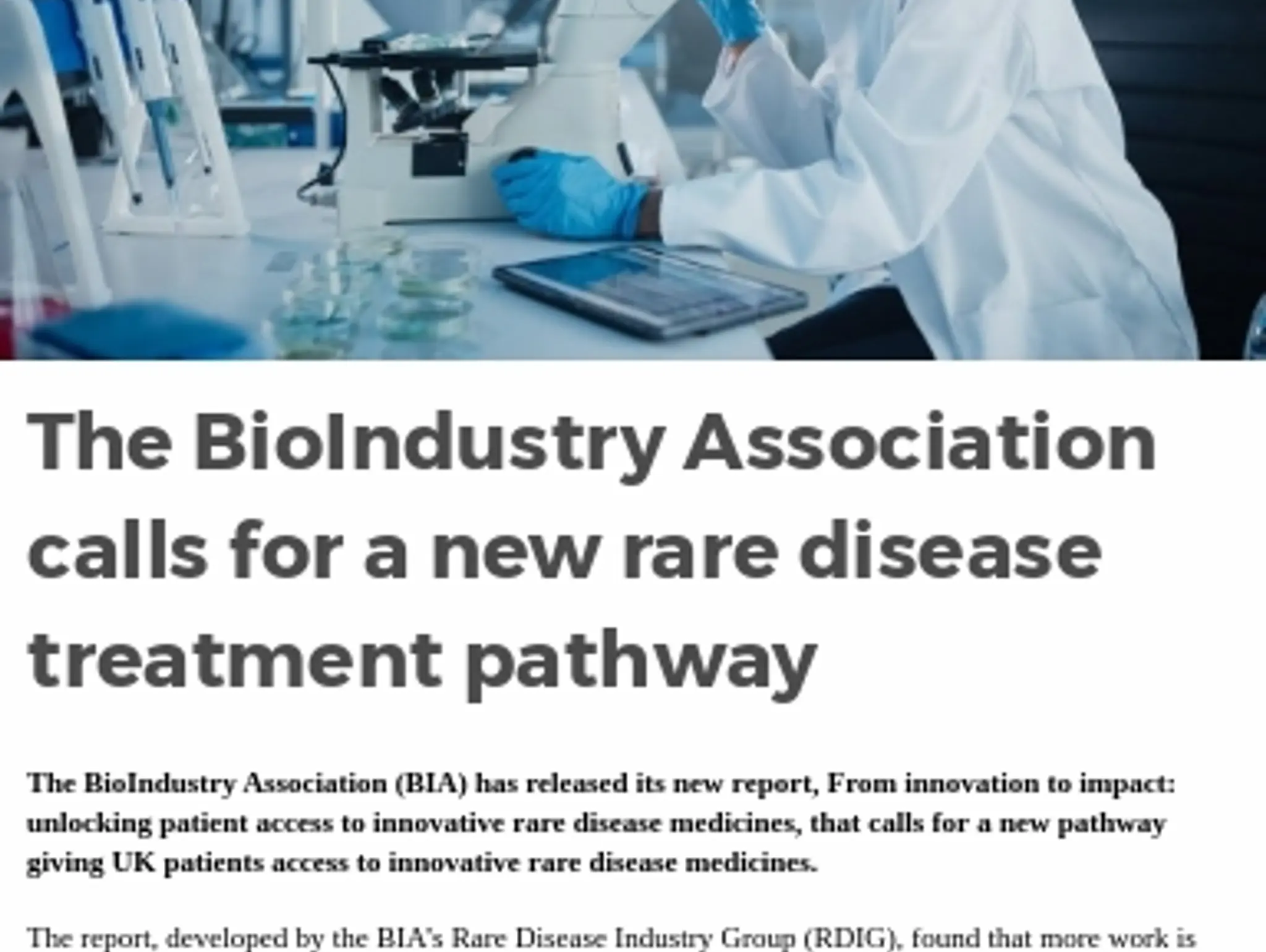 38 RARE DISEASES - The BioIndustry Association calls for a new rare disease treatment pathway