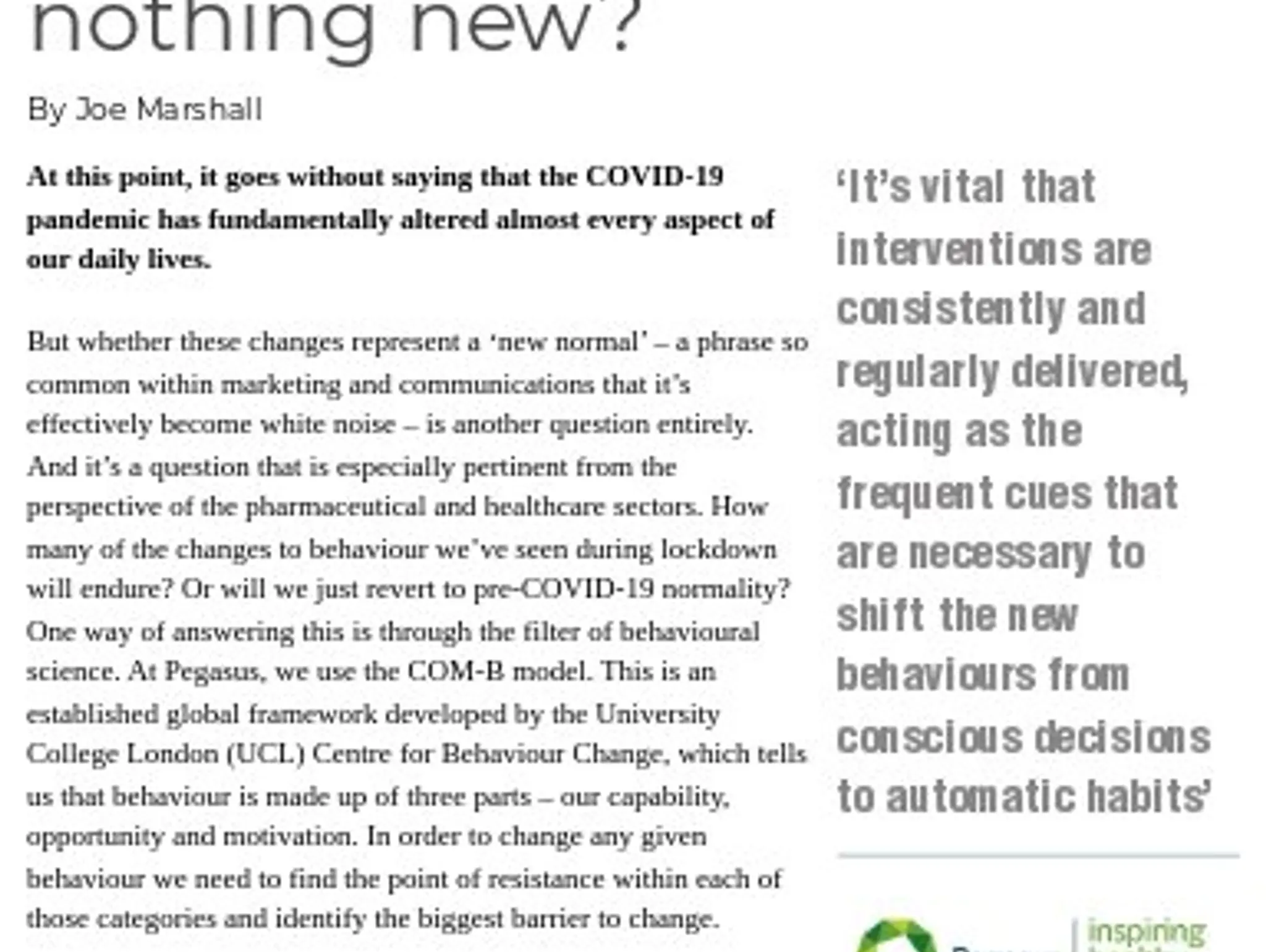 35 - Post-COVID-19 behaviour  – the new normal or nothing new?