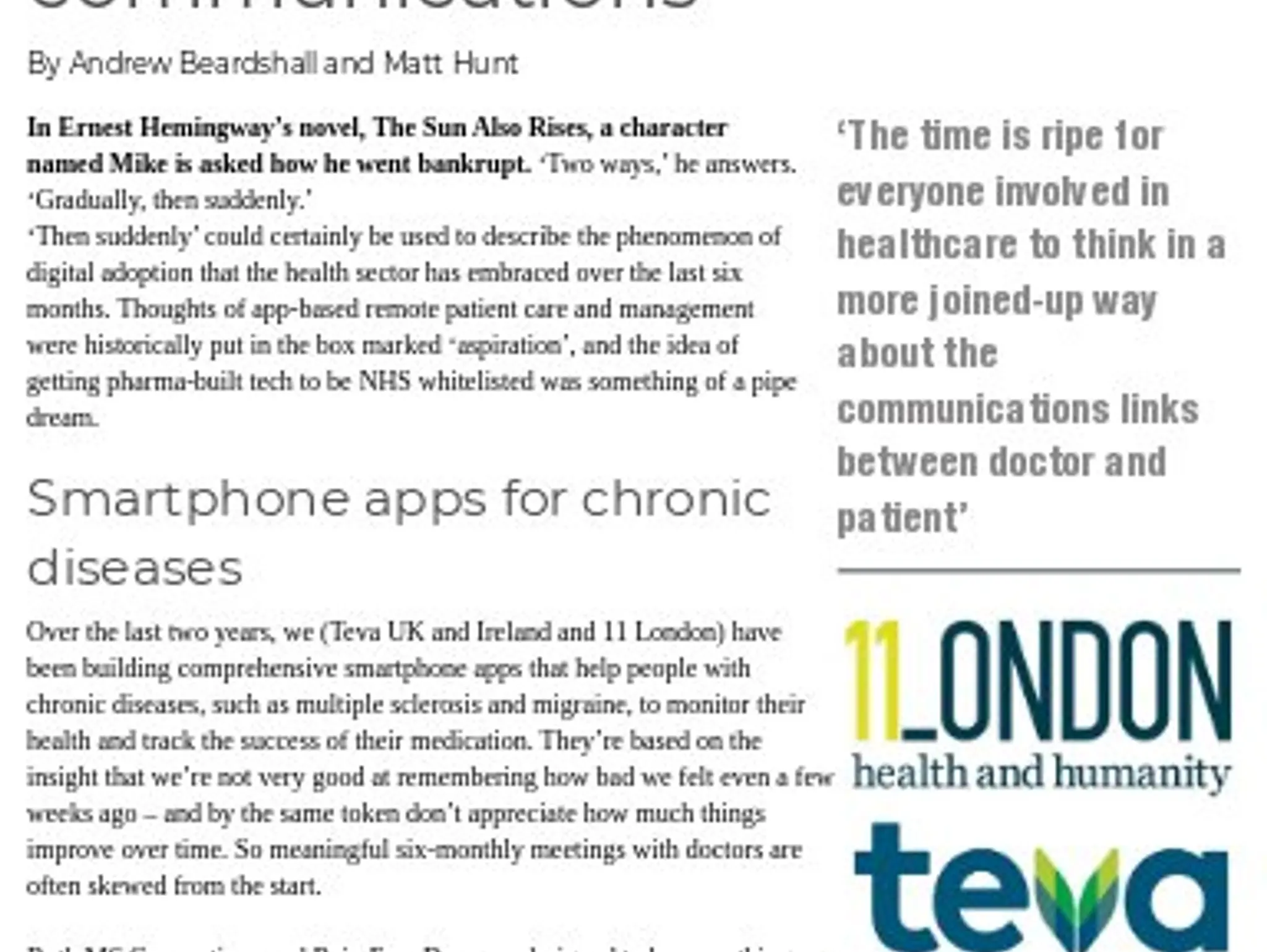 26 - 11 London and Teva UK
